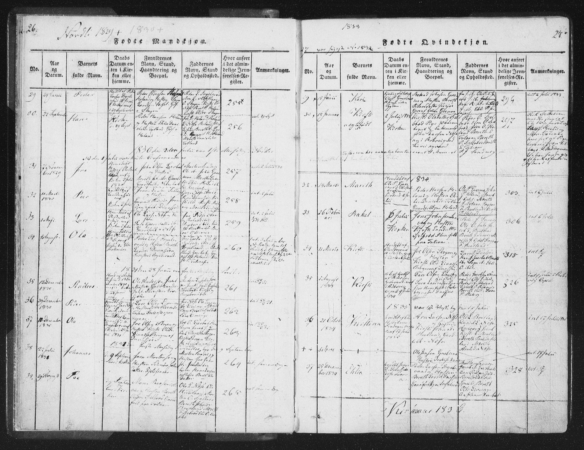 Ministerialprotokoller, klokkerbøker og fødselsregistre - Nord-Trøndelag, AV/SAT-A-1458/755/L0491: Parish register (official) no. 755A01 /1, 1817-1864, p. 26-27