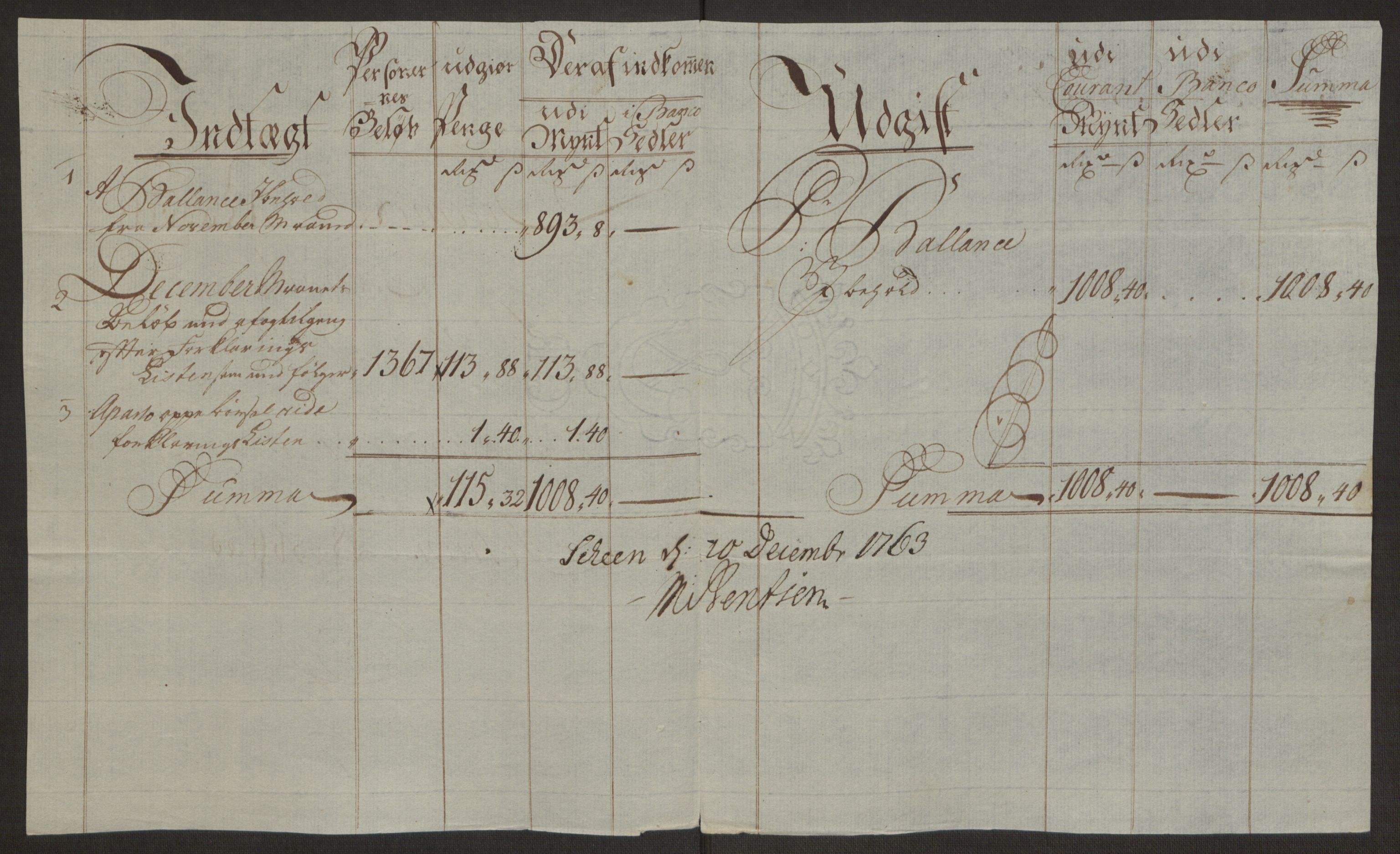 Rentekammeret inntil 1814, Reviderte regnskaper, Byregnskaper, AV/RA-EA-4066/R/Rj/L0198/0001: [J4] Kontribusjonsregnskap / Ekstraskatt, 1762-1768, p. 167