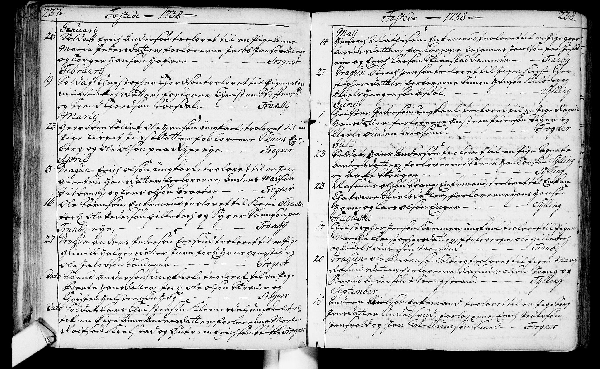 Lier kirkebøker, AV/SAKO-A-230/F/Fa/L0003: Parish register (official) no. I 3, 1727-1748, p. 237-238