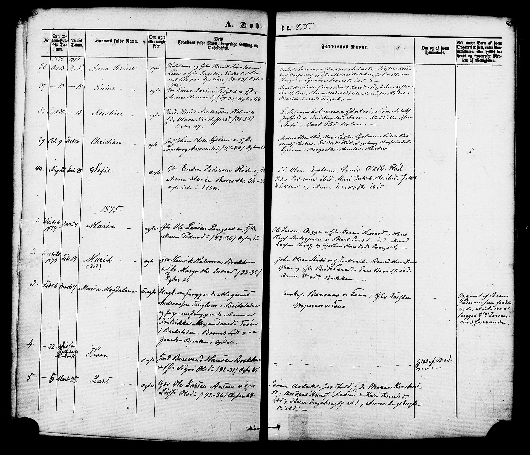 Ministerialprotokoller, klokkerbøker og fødselsregistre - Møre og Romsdal, SAT/A-1454/551/L0625: Parish register (official) no. 551A05, 1846-1879, p. 87