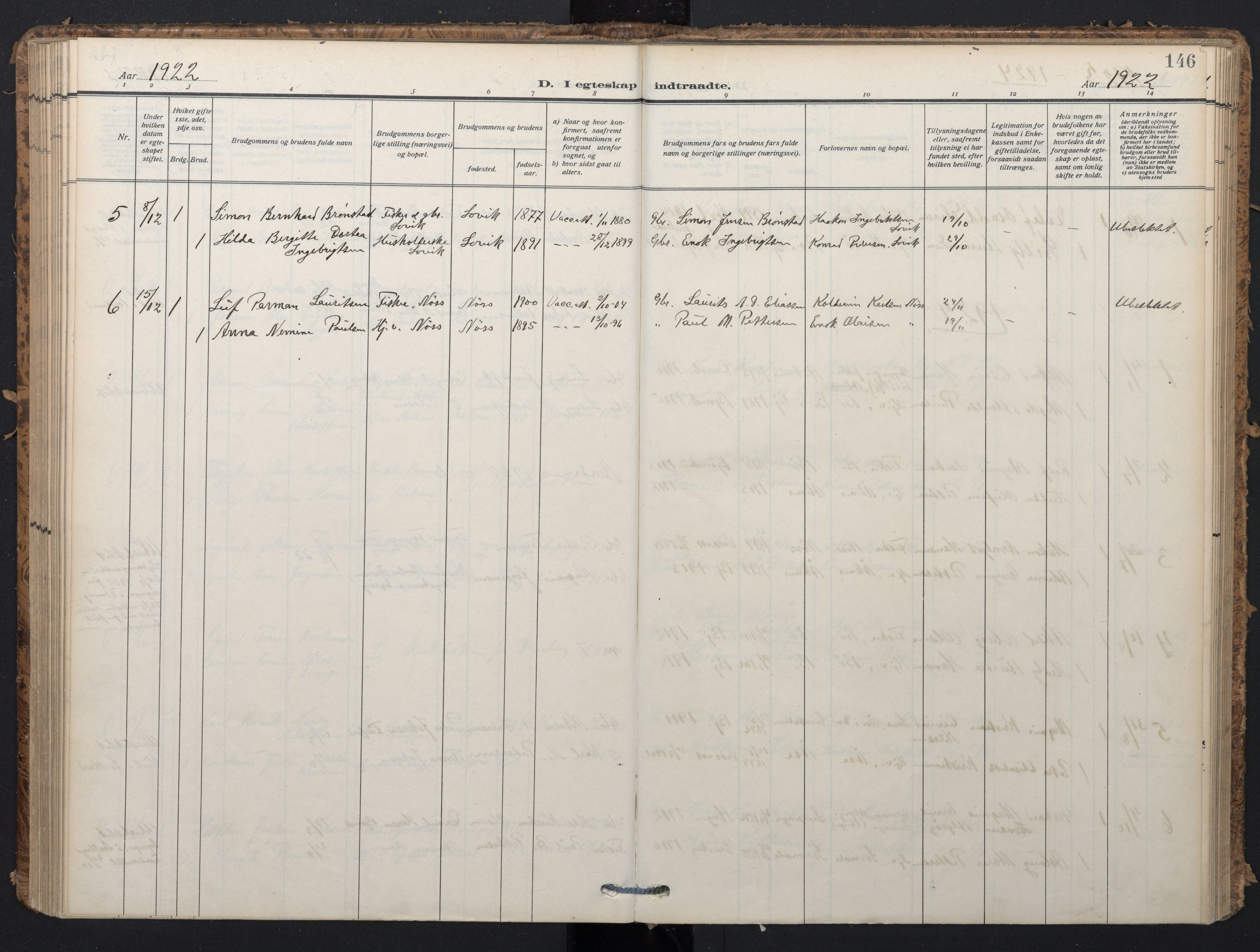 Ministerialprotokoller, klokkerbøker og fødselsregistre - Nordland, AV/SAT-A-1459/898/L1423: Parish register (official) no. 898A03, 1909-1928, p. 146