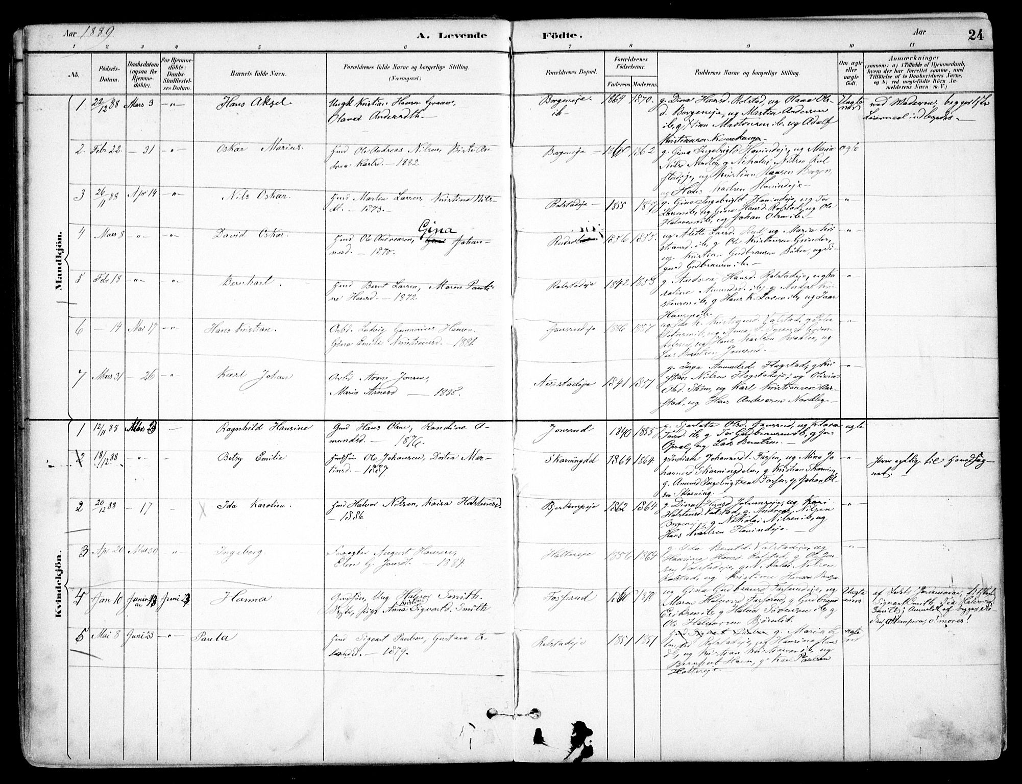 Nes prestekontor Kirkebøker, SAO/A-10410/F/Fb/L0002: Parish register (official) no. II 2, 1883-1918, p. 24