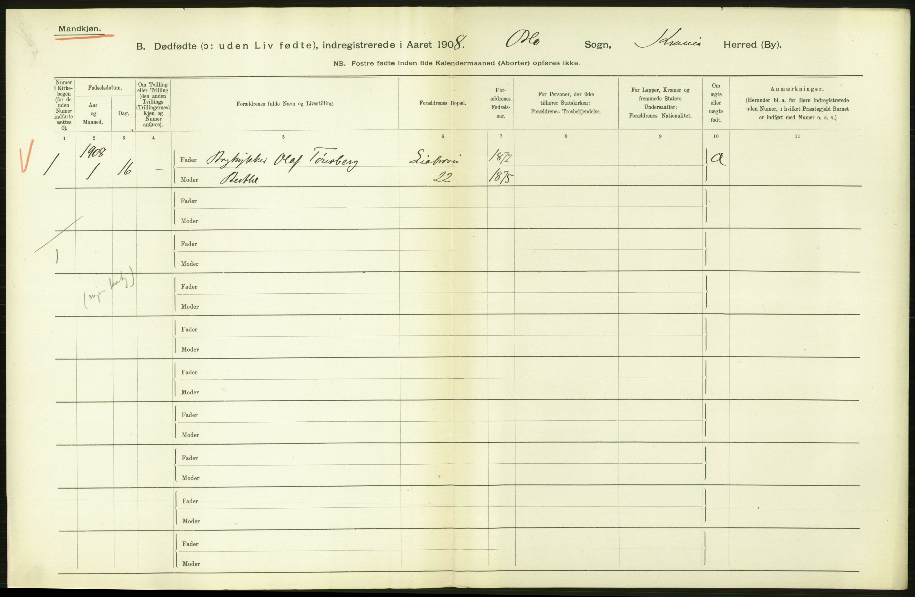 Statistisk sentralbyrå, Sosiodemografiske emner, Befolkning, AV/RA-S-2228/D/Df/Dfa/Dfaf/L0009: Kristiania: Døde, dødfødte., 1908, p. 472