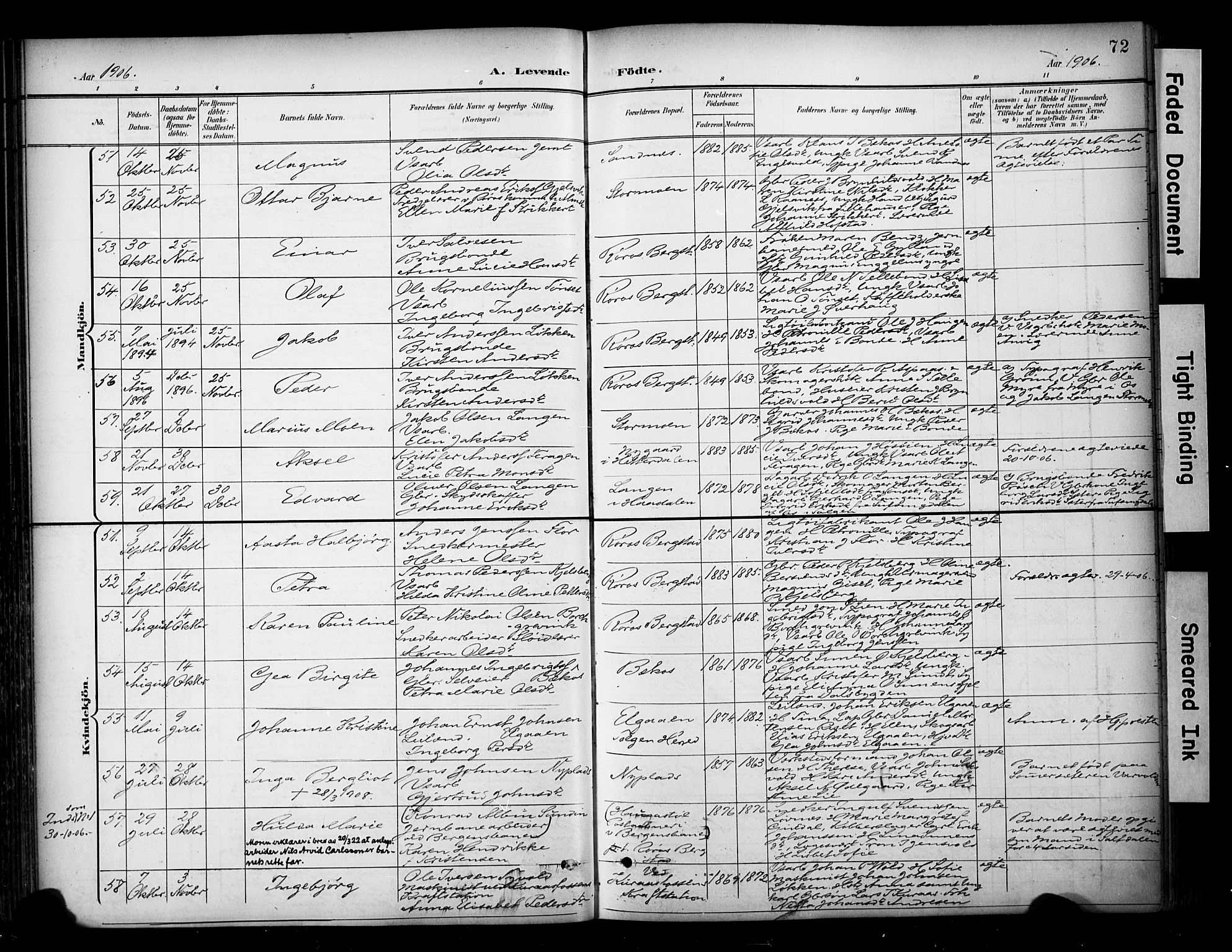 Ministerialprotokoller, klokkerbøker og fødselsregistre - Sør-Trøndelag, AV/SAT-A-1456/681/L0936: Parish register (official) no. 681A14, 1899-1908, p. 72