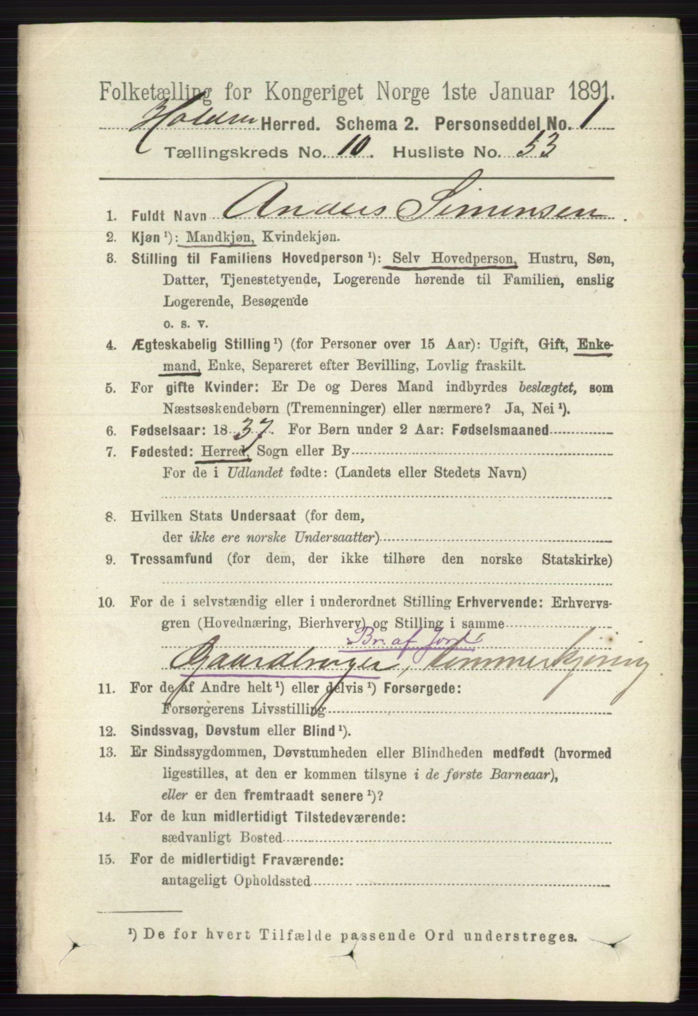 RA, 1891 census for 0819 Holla, 1891, p. 4622