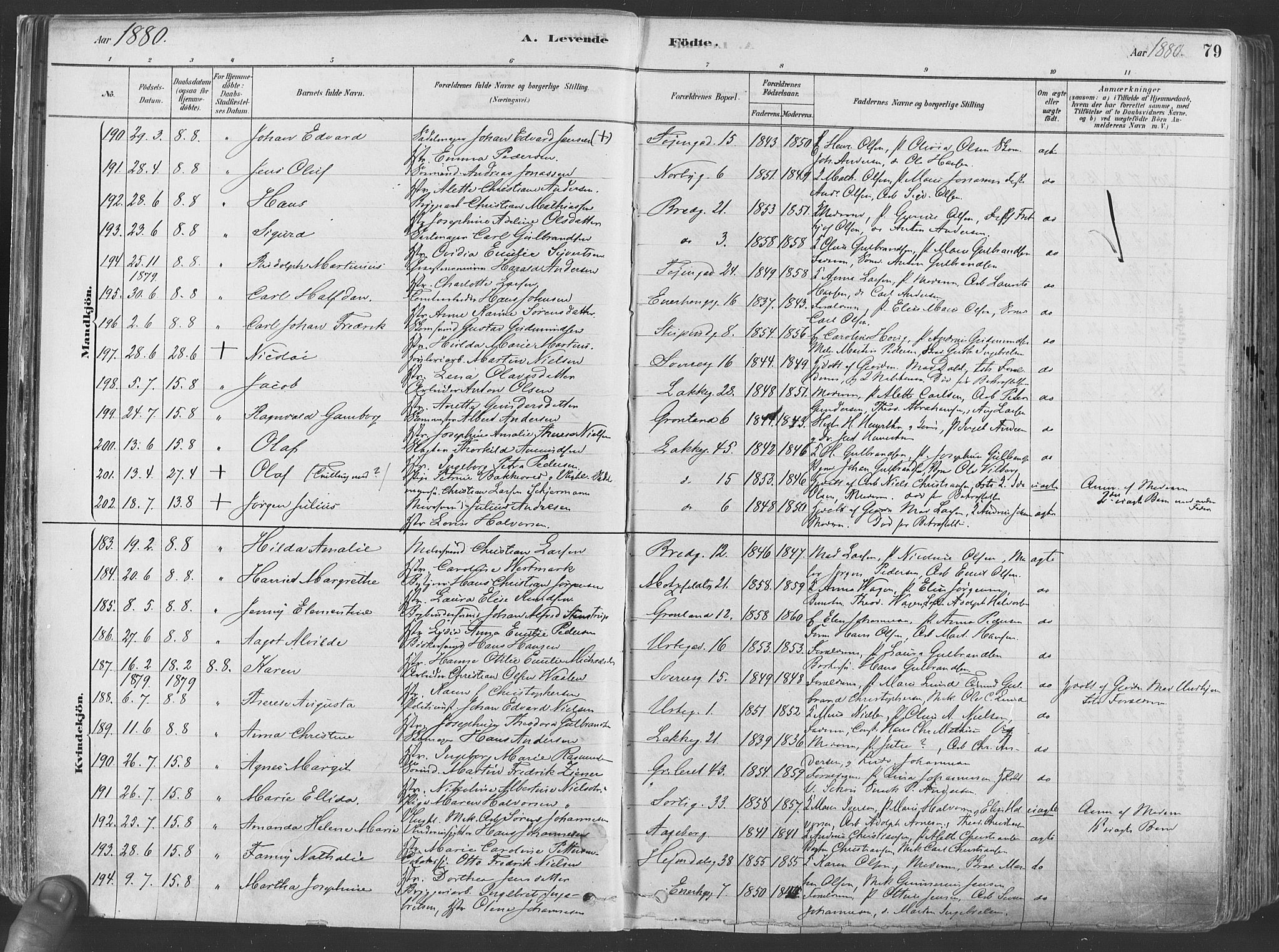 Grønland prestekontor Kirkebøker, AV/SAO-A-10848/F/Fa/L0007: Parish register (official) no. 7, 1878-1888, p. 79