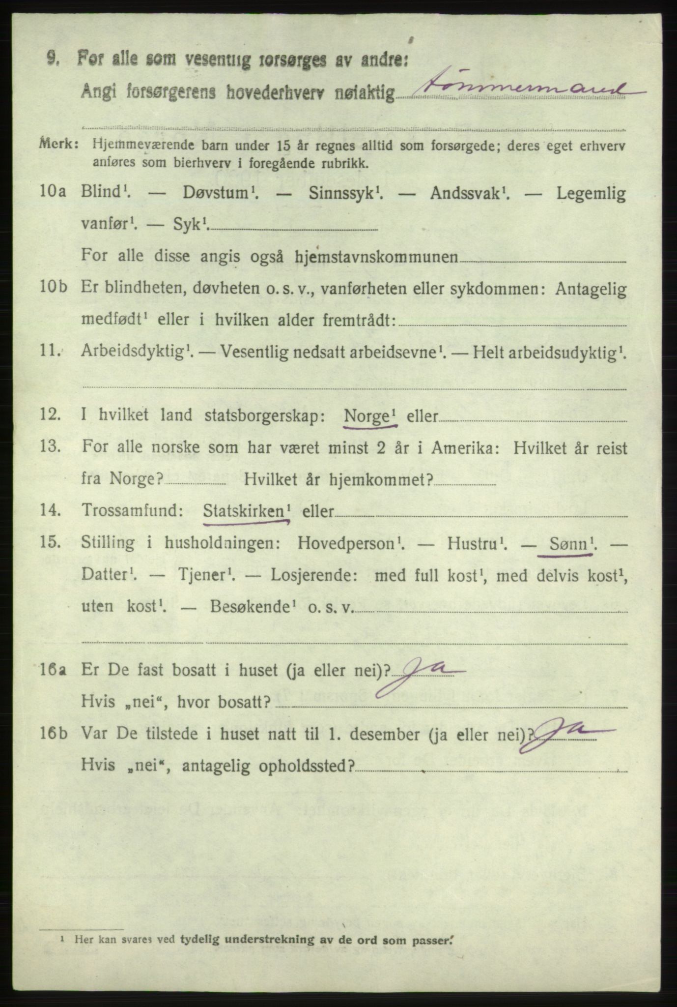 SAB, 1920 census for Fjelberg, 1920, p. 2736