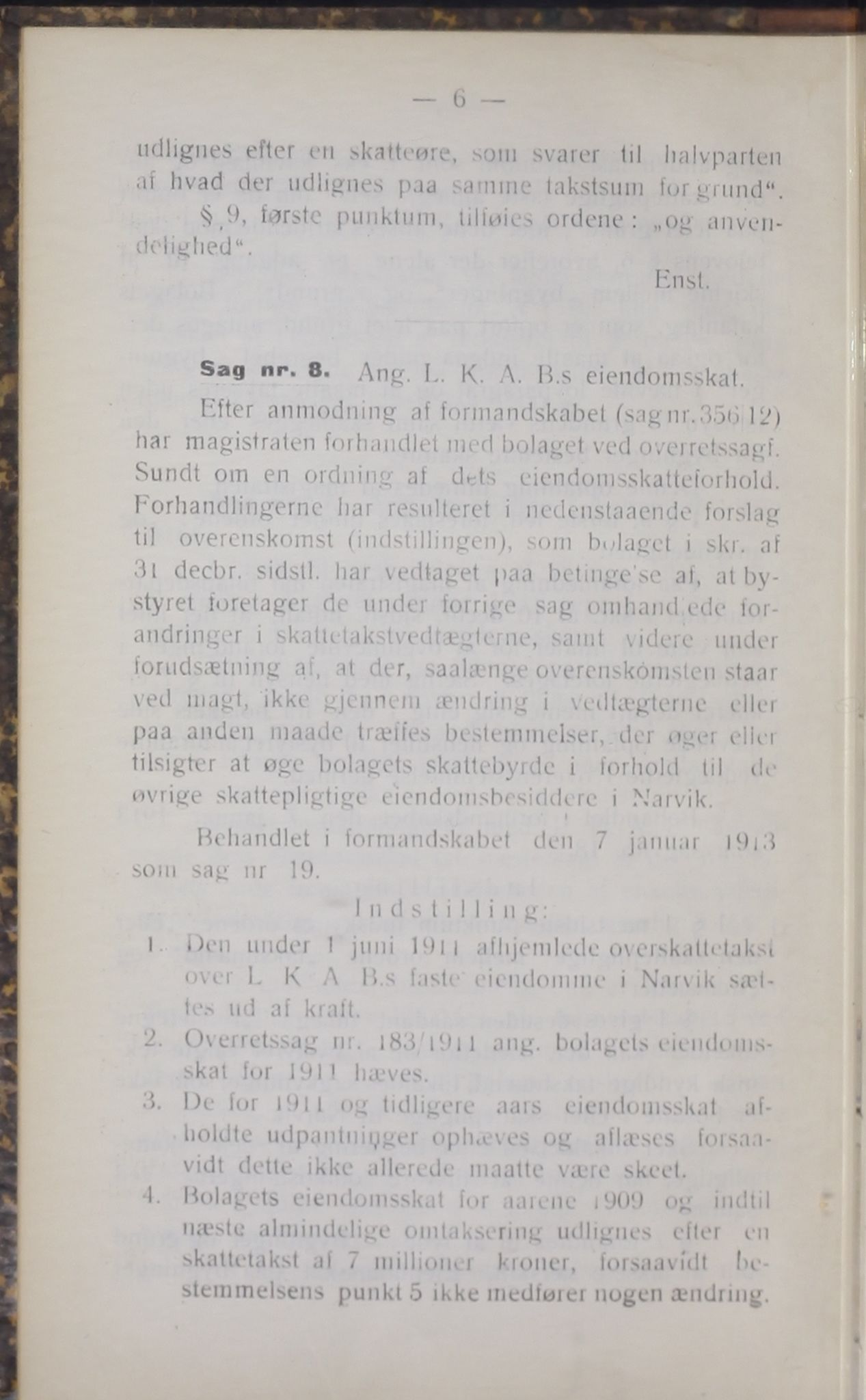 Narvik kommune. Formannskap , AIN/K-18050.150/A/Ab/L0003: Møtebok, 1913