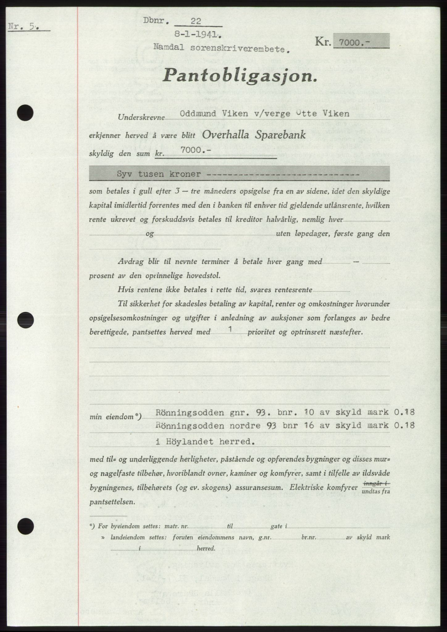 Namdal sorenskriveri, SAT/A-4133/1/2/2C: Mortgage book no. -, 1940-1941, Deed date: 08.01.1941