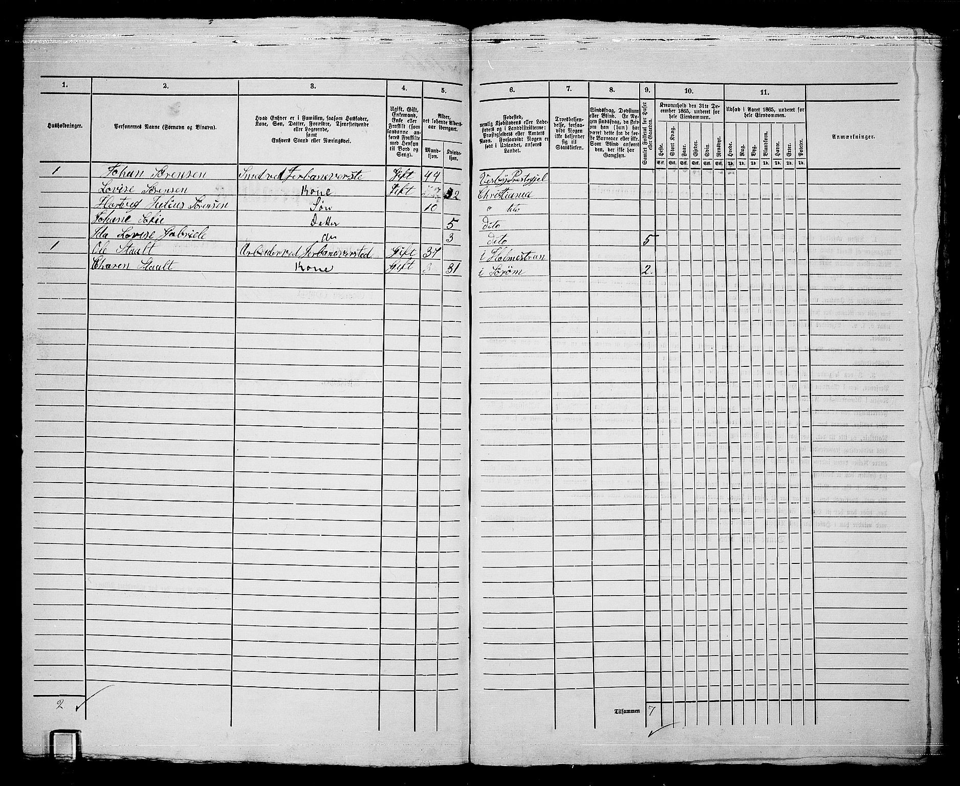 RA, 1865 census for Kristiania, 1865, p. 4373