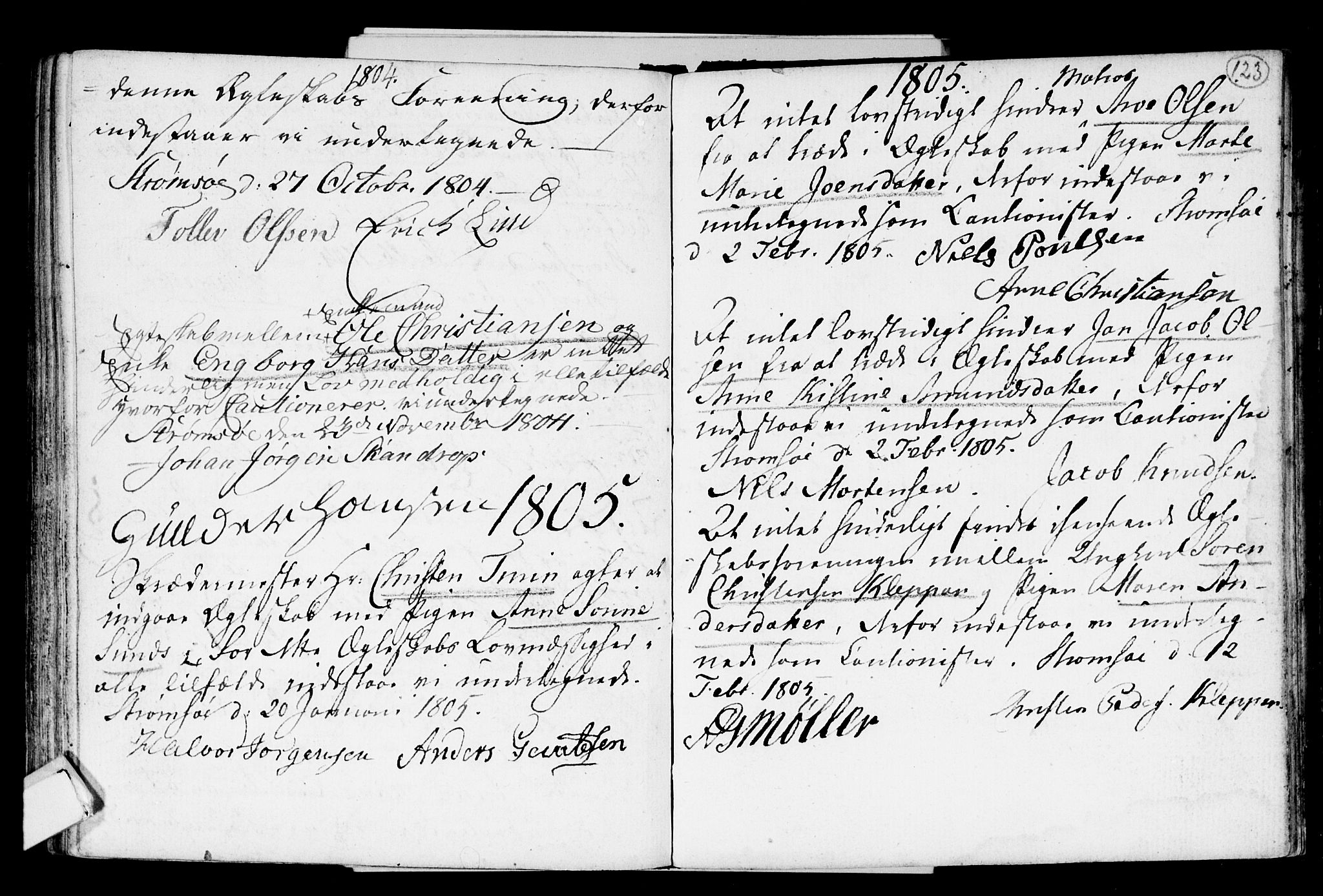 Strømsø kirkebøker, SAKO/A-246/H/Hb/L0001: Best man's statements no. 1, 1752-1815, p. 123