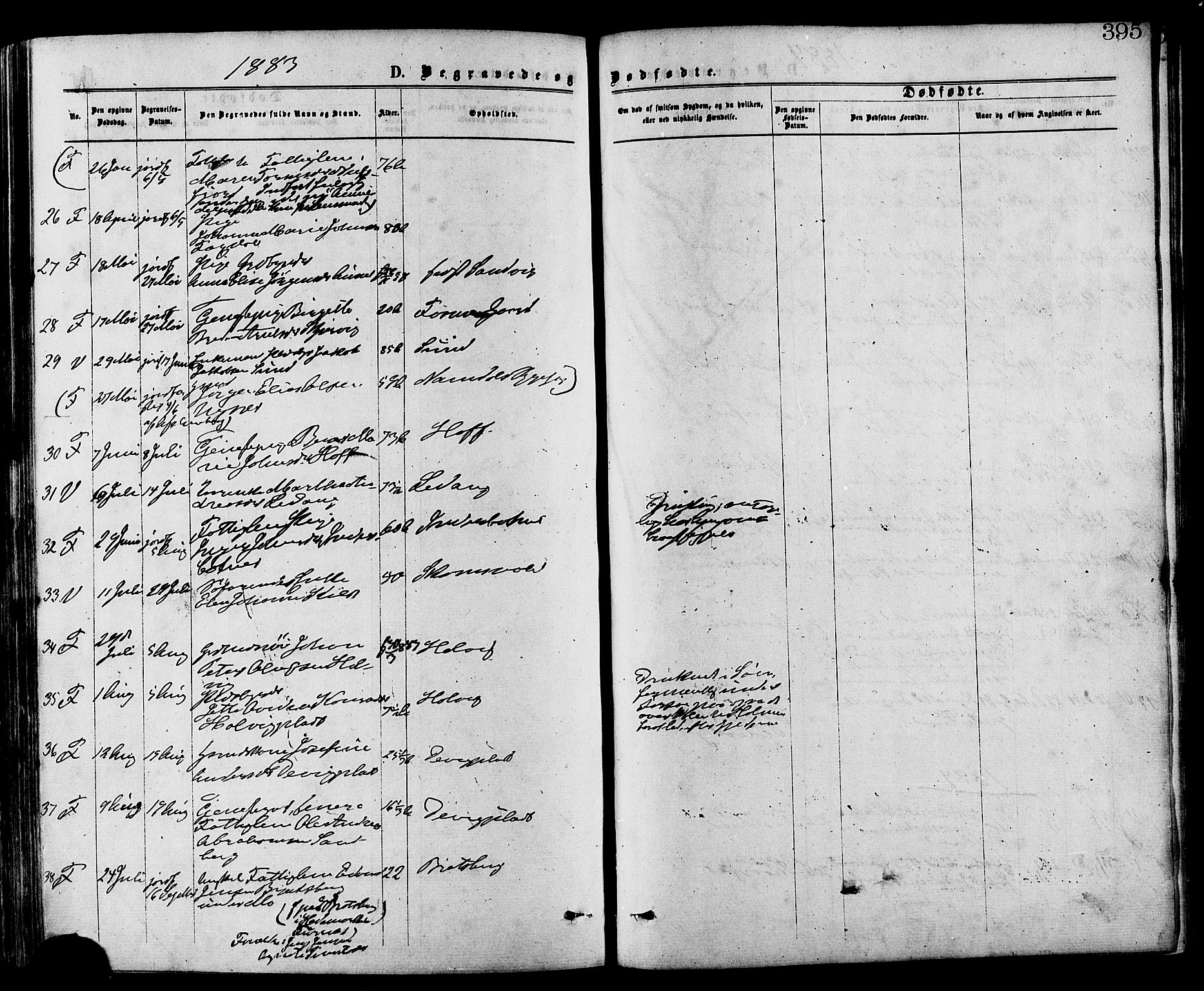 Ministerialprotokoller, klokkerbøker og fødselsregistre - Nord-Trøndelag, SAT/A-1458/773/L0616: Parish register (official) no. 773A07, 1870-1887, p. 395