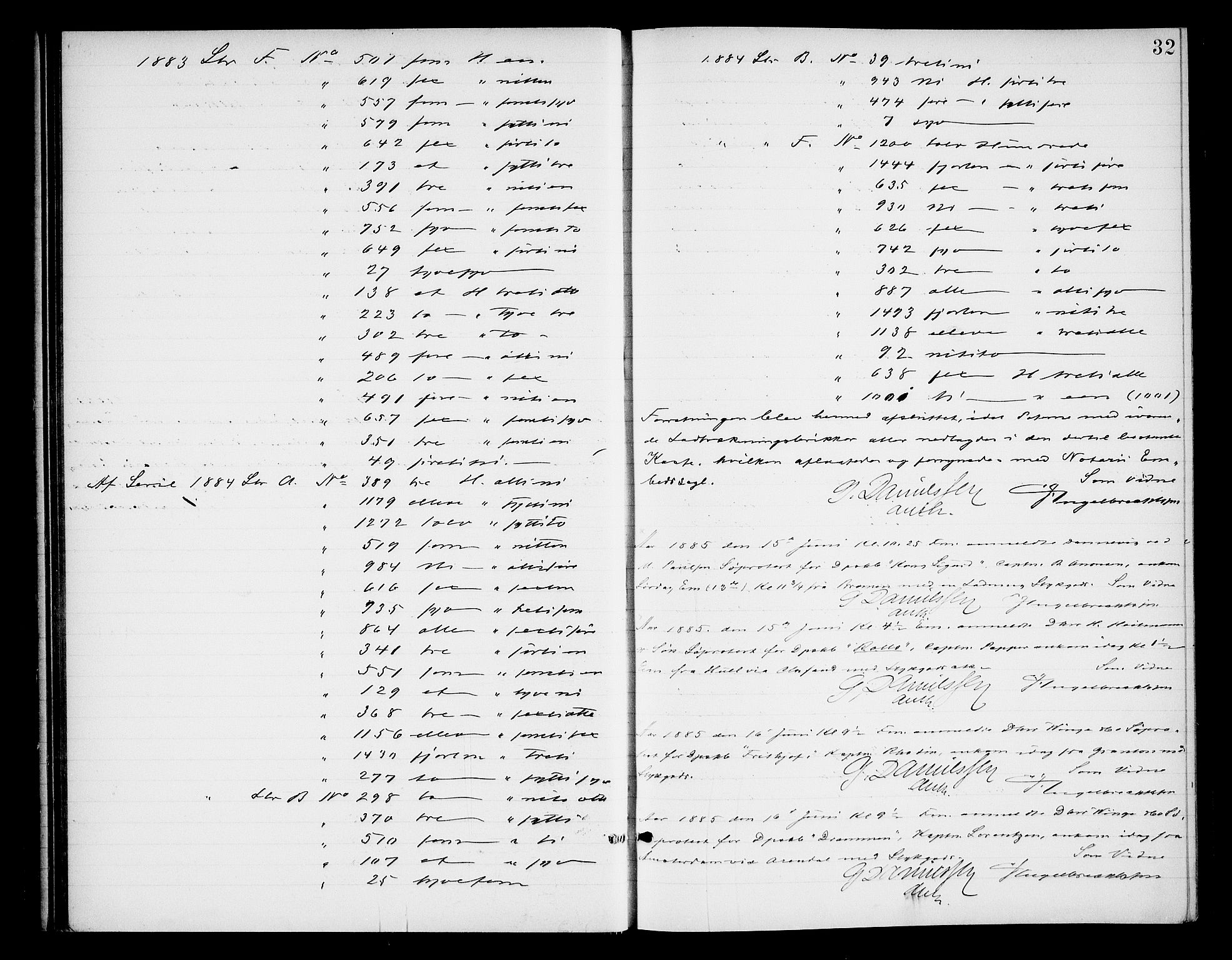 Oslo byfogd avd. I, AV/SAO-A-10220/L/Lb/Lba/L0005: Notarialprotokoll, rekke I, 1885-1888, p. 31b-32a