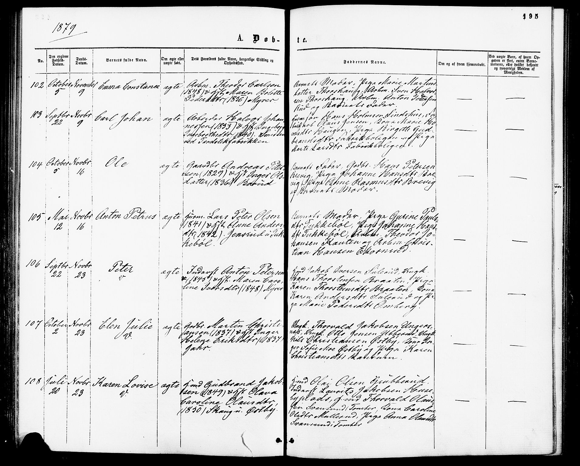 Enebakk prestekontor Kirkebøker, SAO/A-10171c/F/Fa/L0011: Parish register (official) no. I 11, 1862-1882, p. 195