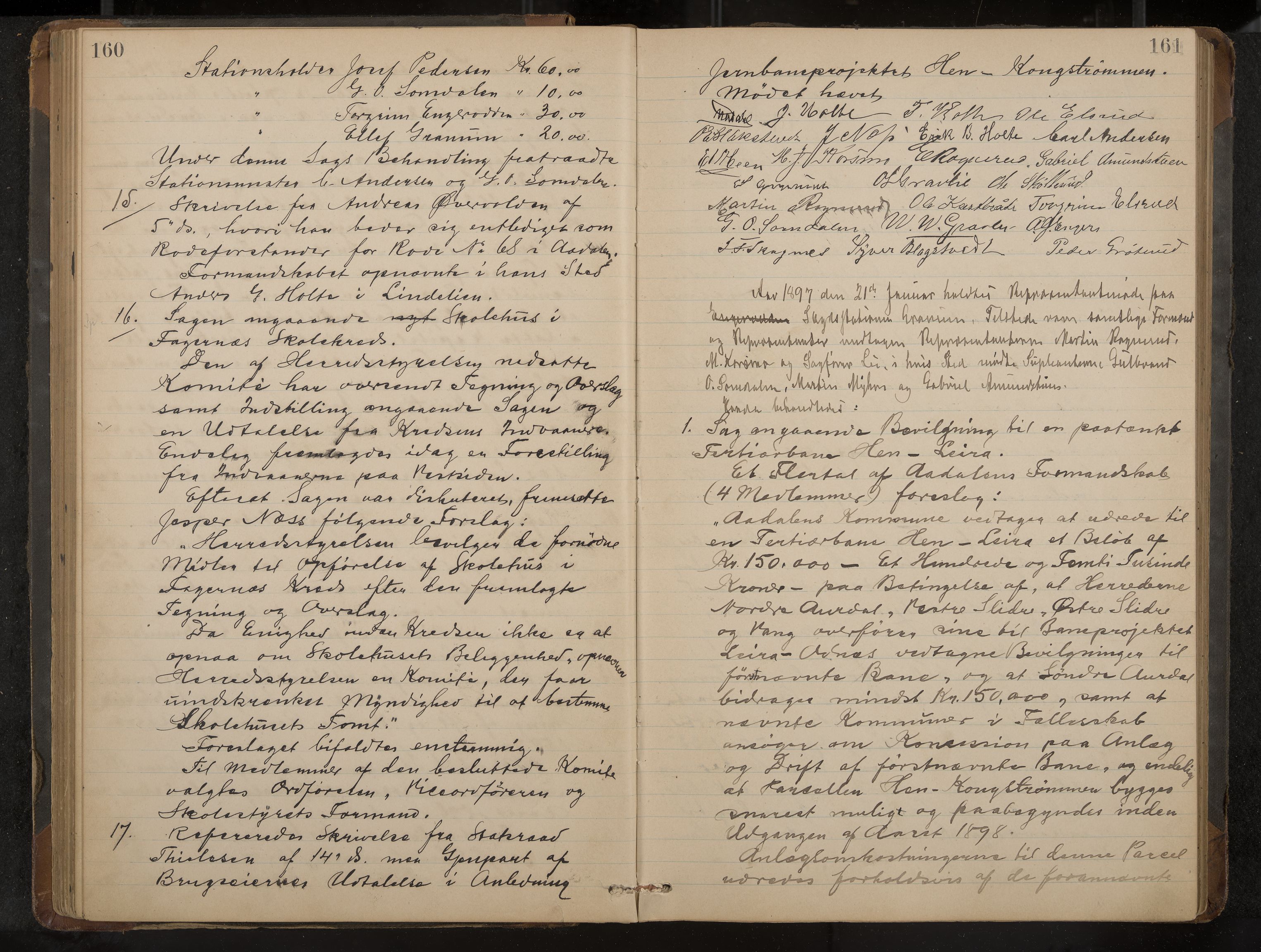 Ådal formannskap og sentraladministrasjon, IKAK/0614021/A/Aa/L0002: Møtebok, 1891-1907, p. 160-161