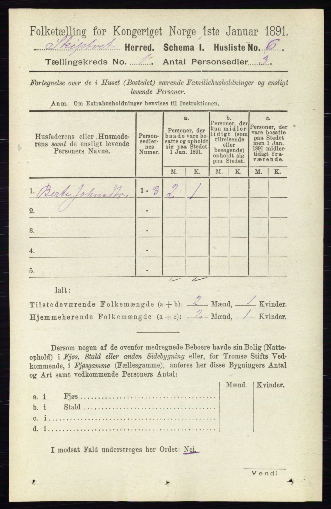 RA, 1891 census for 0127 Skiptvet, 1891, p. 25