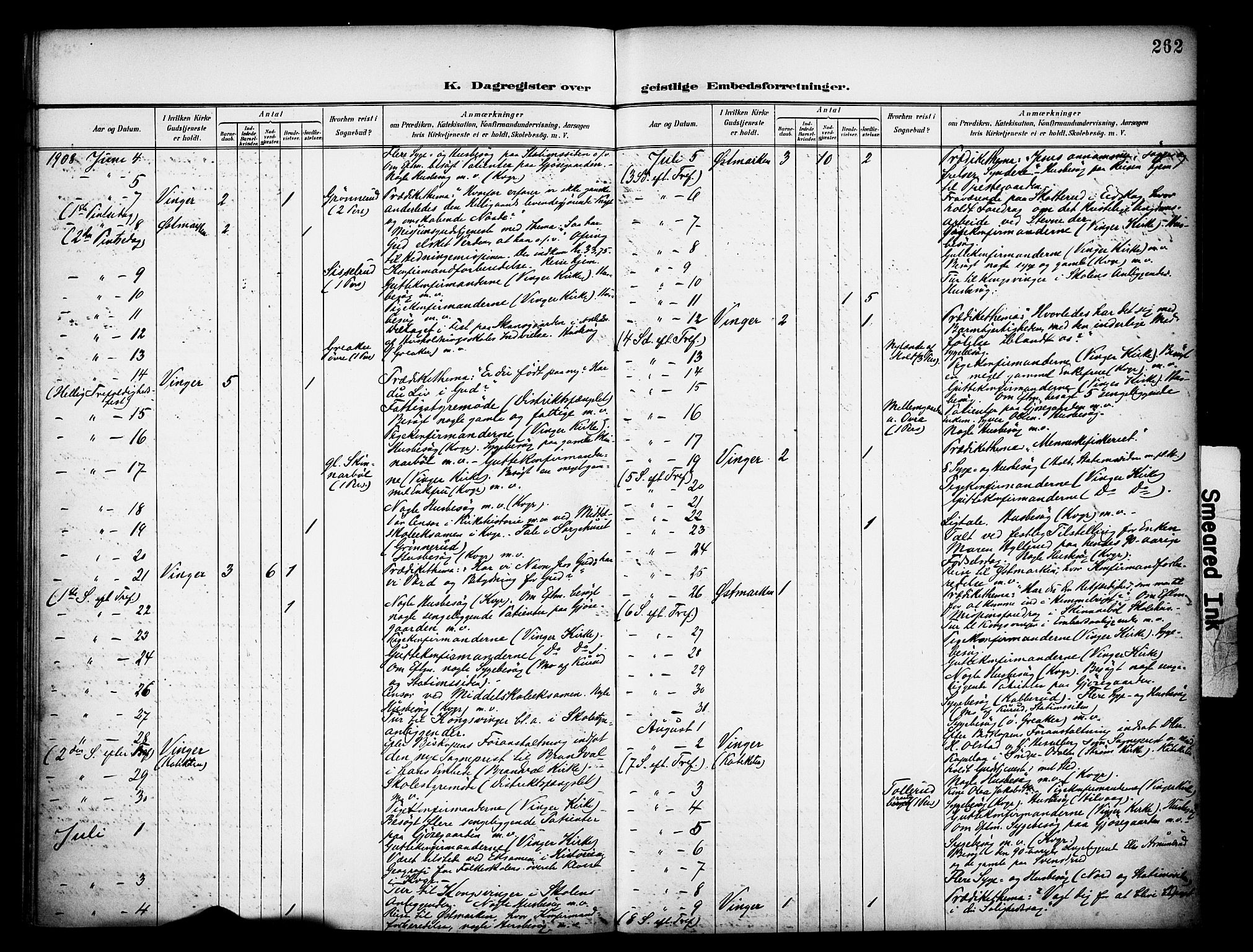 Vinger prestekontor, AV/SAH-PREST-024/H/Ha/Haa/L0016: Parish register (official) no. 16, 1898-1920, p. 262