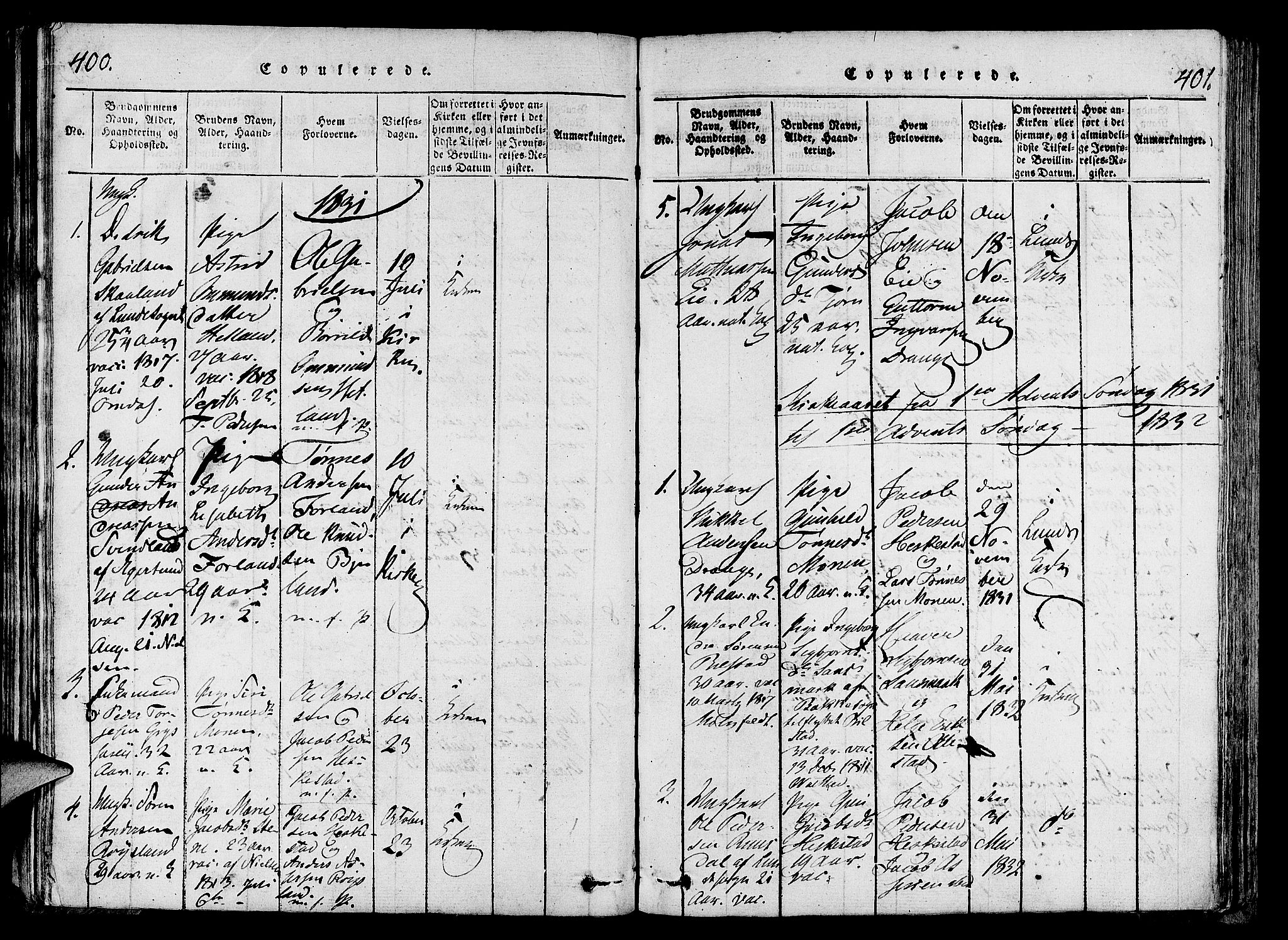 Lund sokneprestkontor, SAST/A-101809/S06/L0006: Parish register (official) no. A 6, 1816-1839, p. 400-401