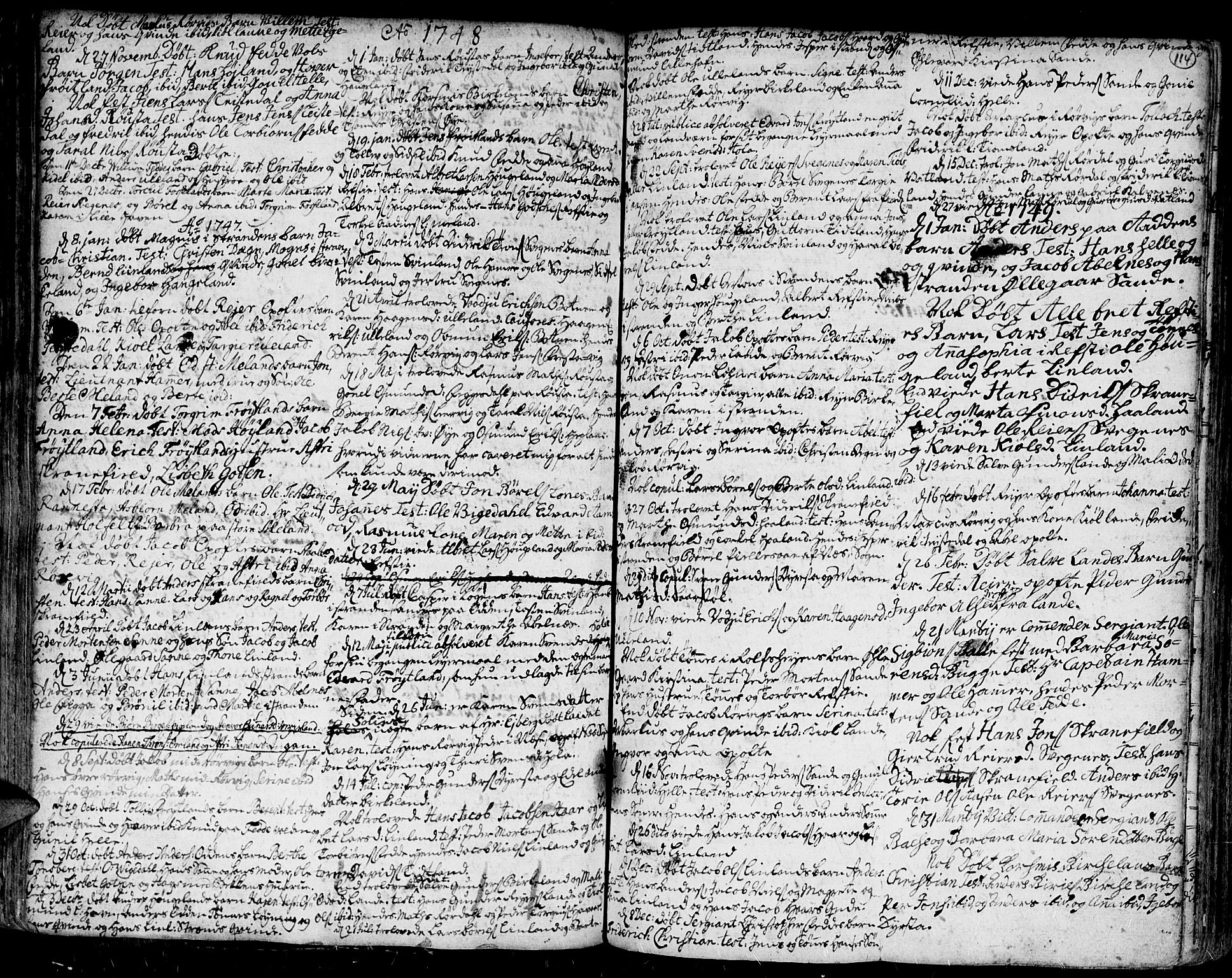 Kvinesdal sokneprestkontor, SAK/1111-0026/F/Fa/Fab/L0001: Parish register (official) no. A 1 /2, 1710-1788, p. 114