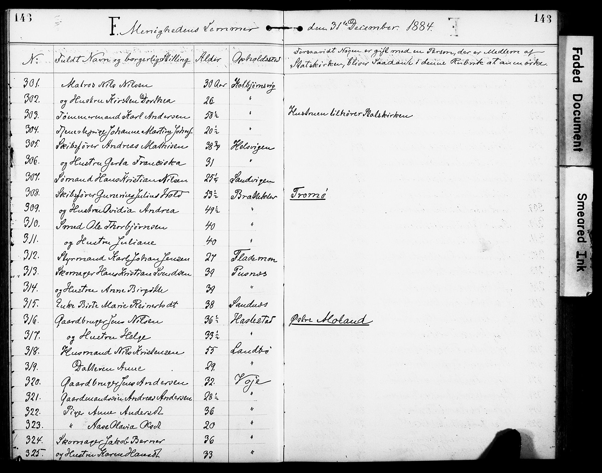 Den evangelisk-lutherske frimenighet, Arendal, AV/SAK-1292-0005/F/Fa/L0002: Dissenter register no. F 6, 1884-1908, p. 143