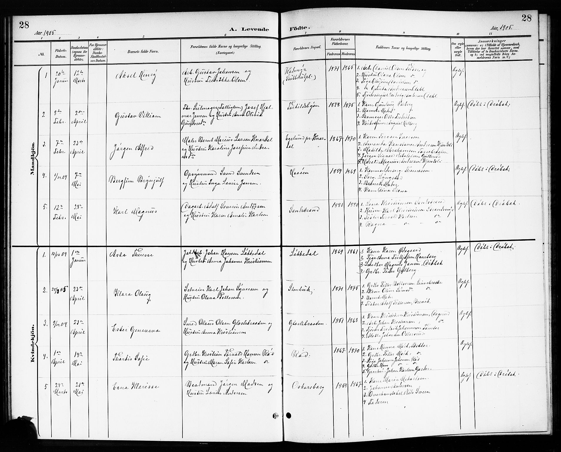 Drøbak prestekontor Kirkebøker, SAO/A-10142a/G/Gb/L0001: Parish register (copy) no. II 1, 1901-1919, p. 28