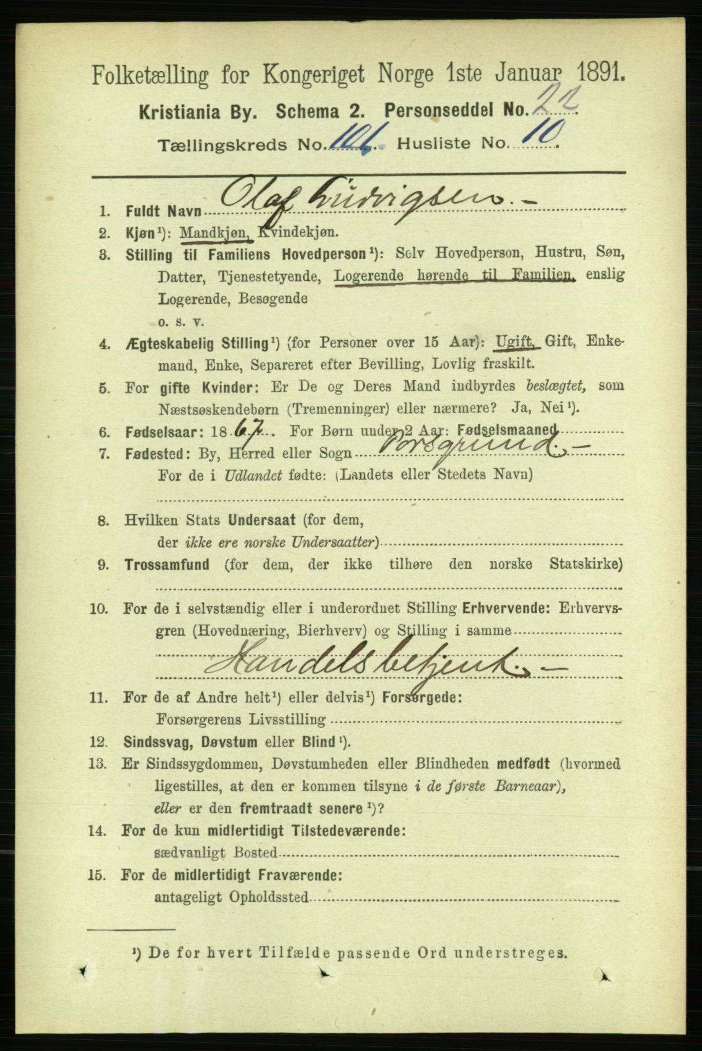 RA, 1891 census for 0301 Kristiania, 1891, p. 50173