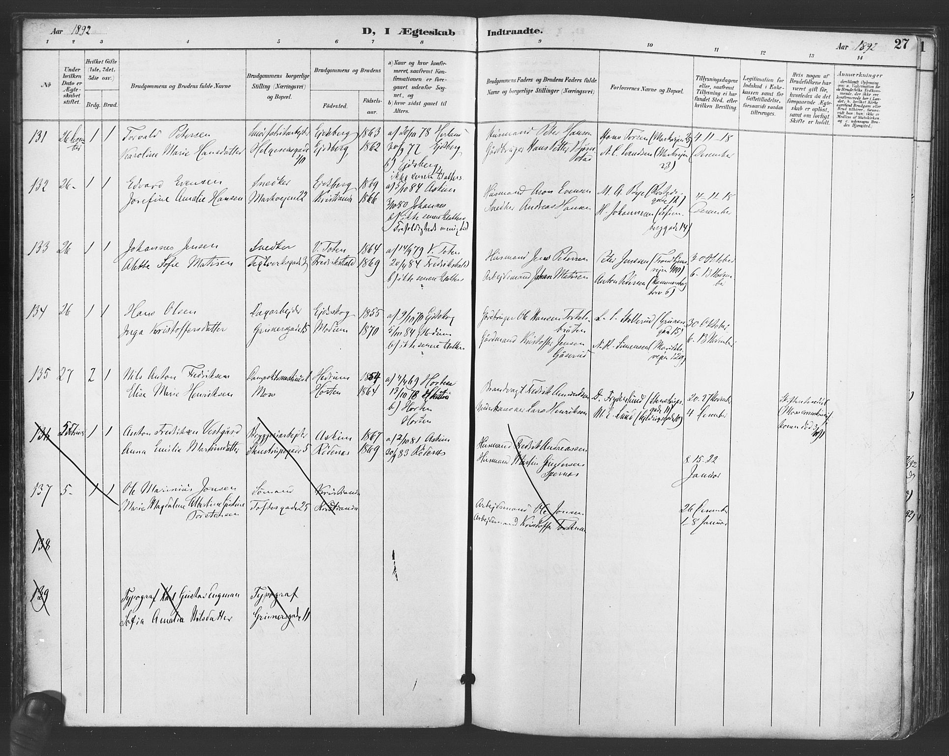 Paulus prestekontor Kirkebøker, AV/SAO-A-10871/F/Fa/L0009: Parish register (official) no. 9, 1891-1901, p. 27