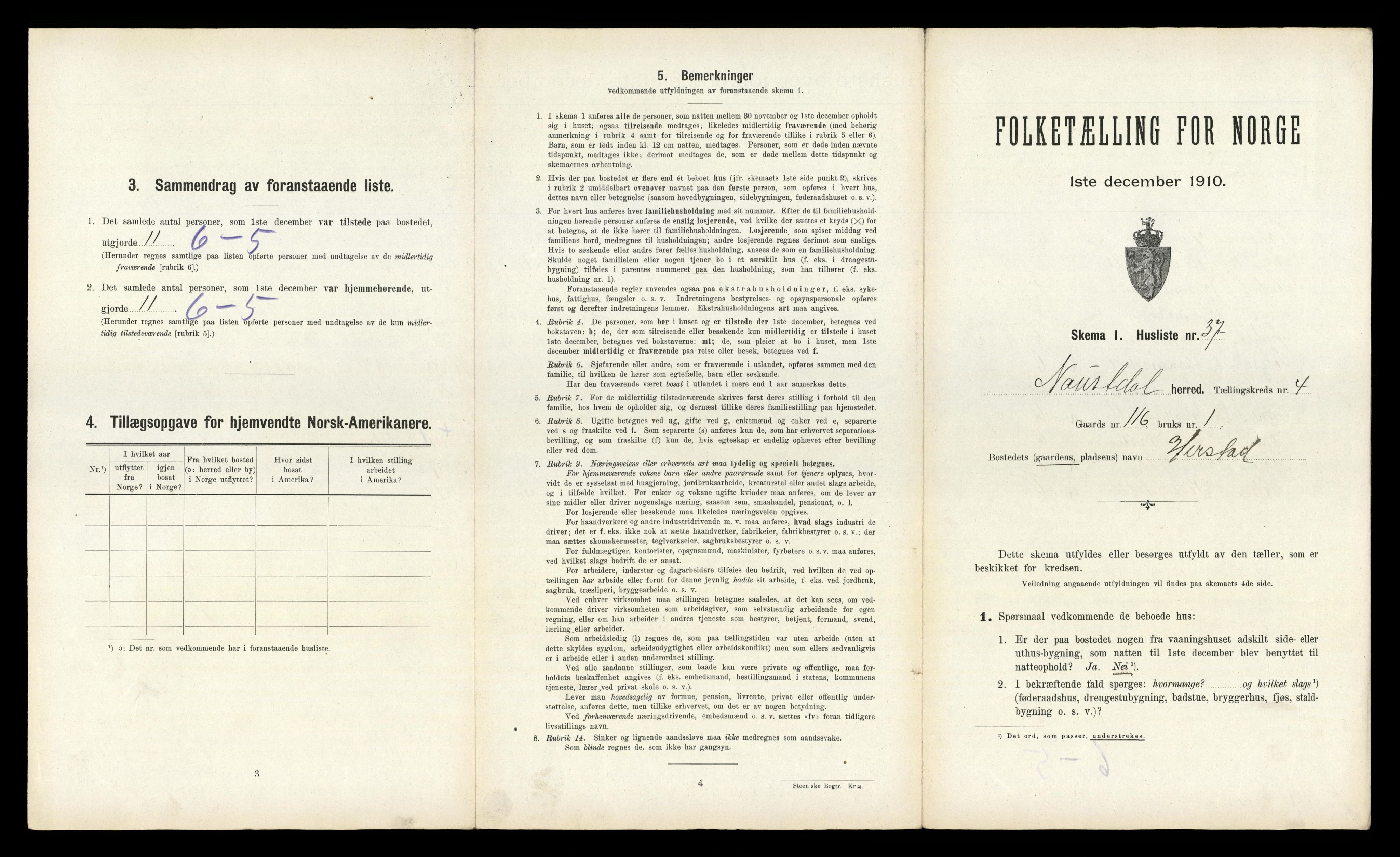 RA, 1910 census for Naustdal, 1910, p. 629