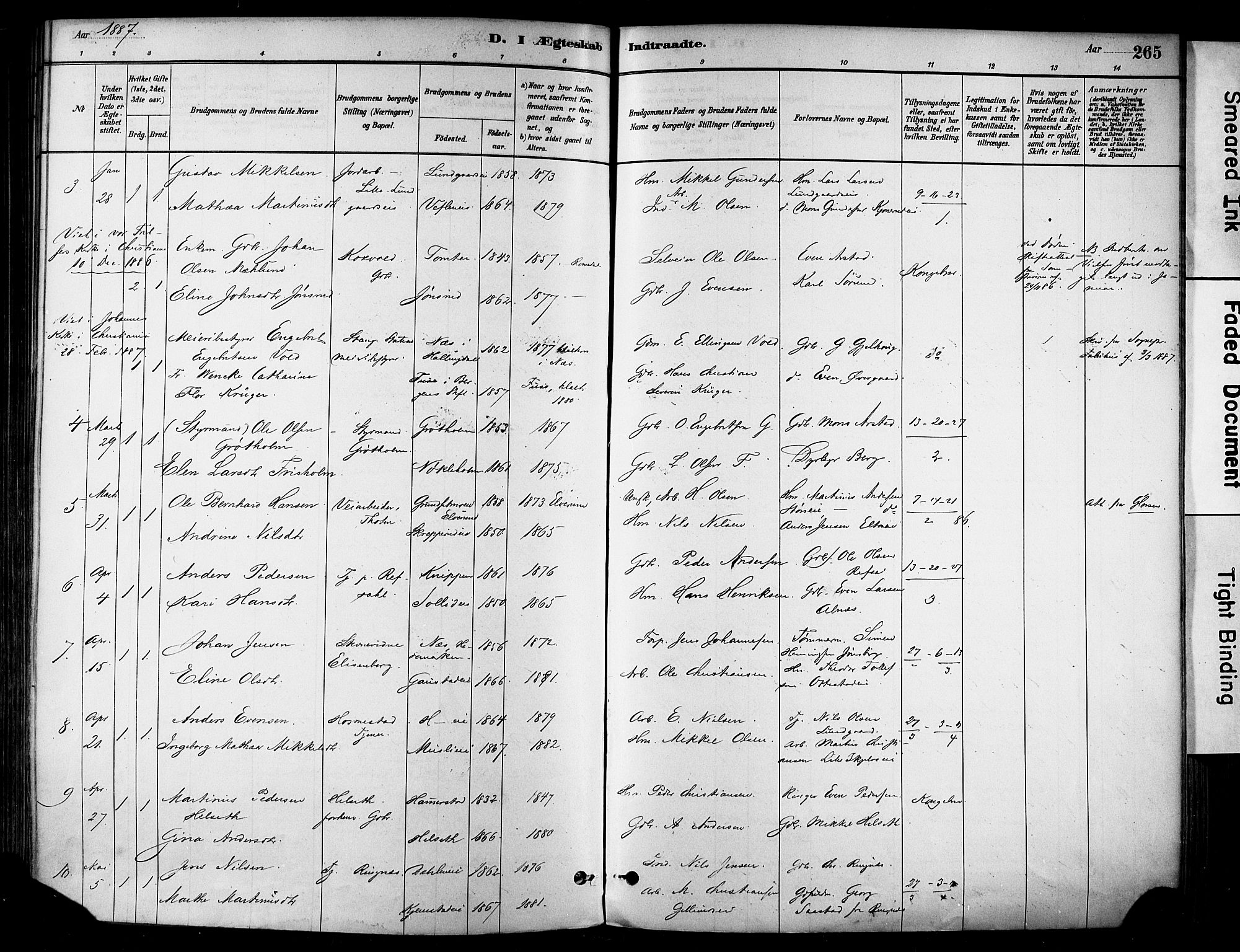 Stange prestekontor, AV/SAH-PREST-002/K/L0017: Parish register (official) no. 17, 1880-1893, p. 265