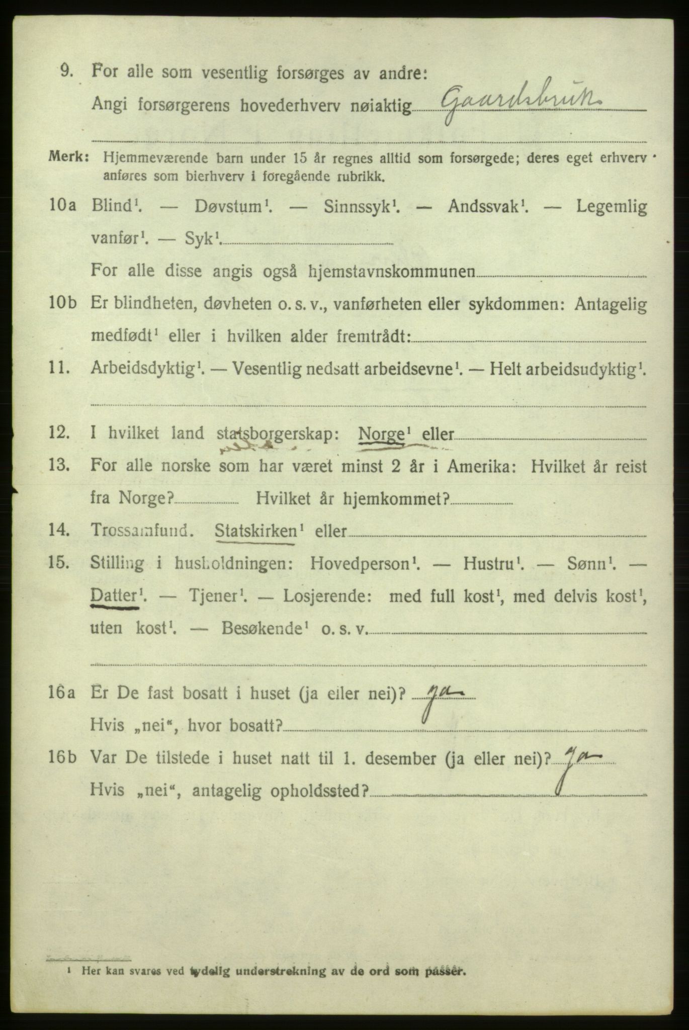 SAB, 1920 census for Ølen, 1920, p. 2324