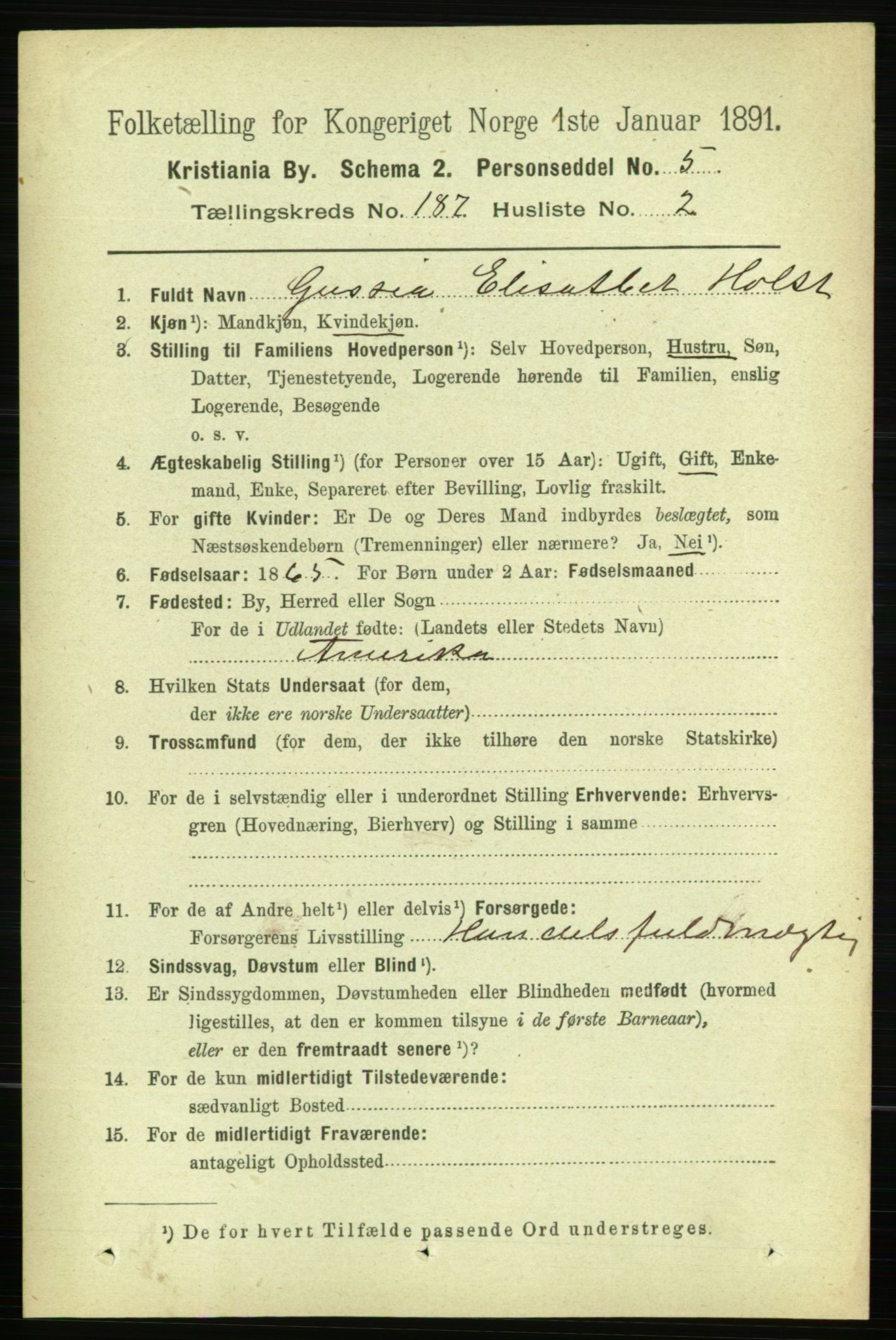 RA, 1891 census for 0301 Kristiania, 1891, p. 111991