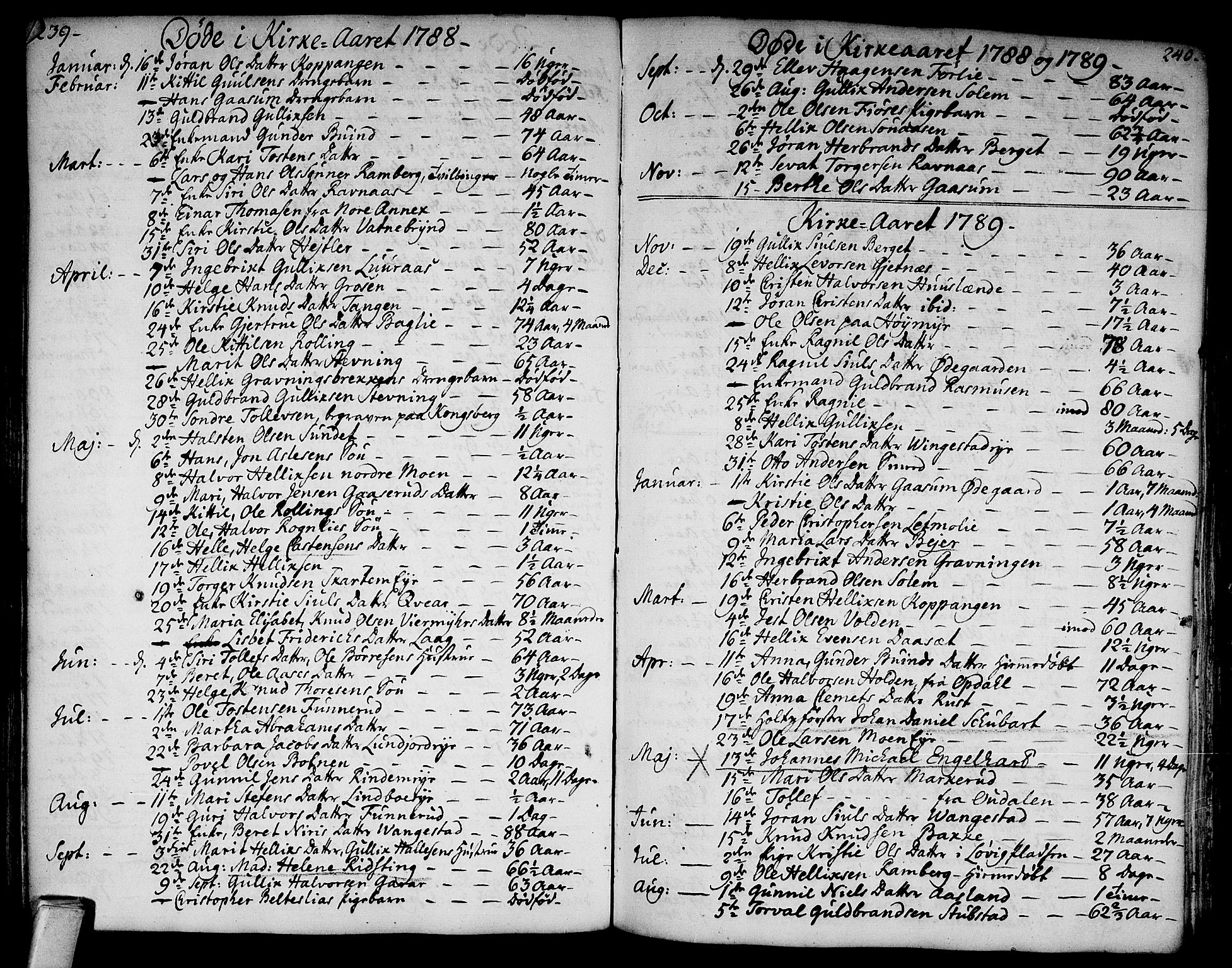 Flesberg kirkebøker, SAKO/A-18/F/Fa/L0003: Parish register (official) no. I 3, 1748-1790, p. 239-240