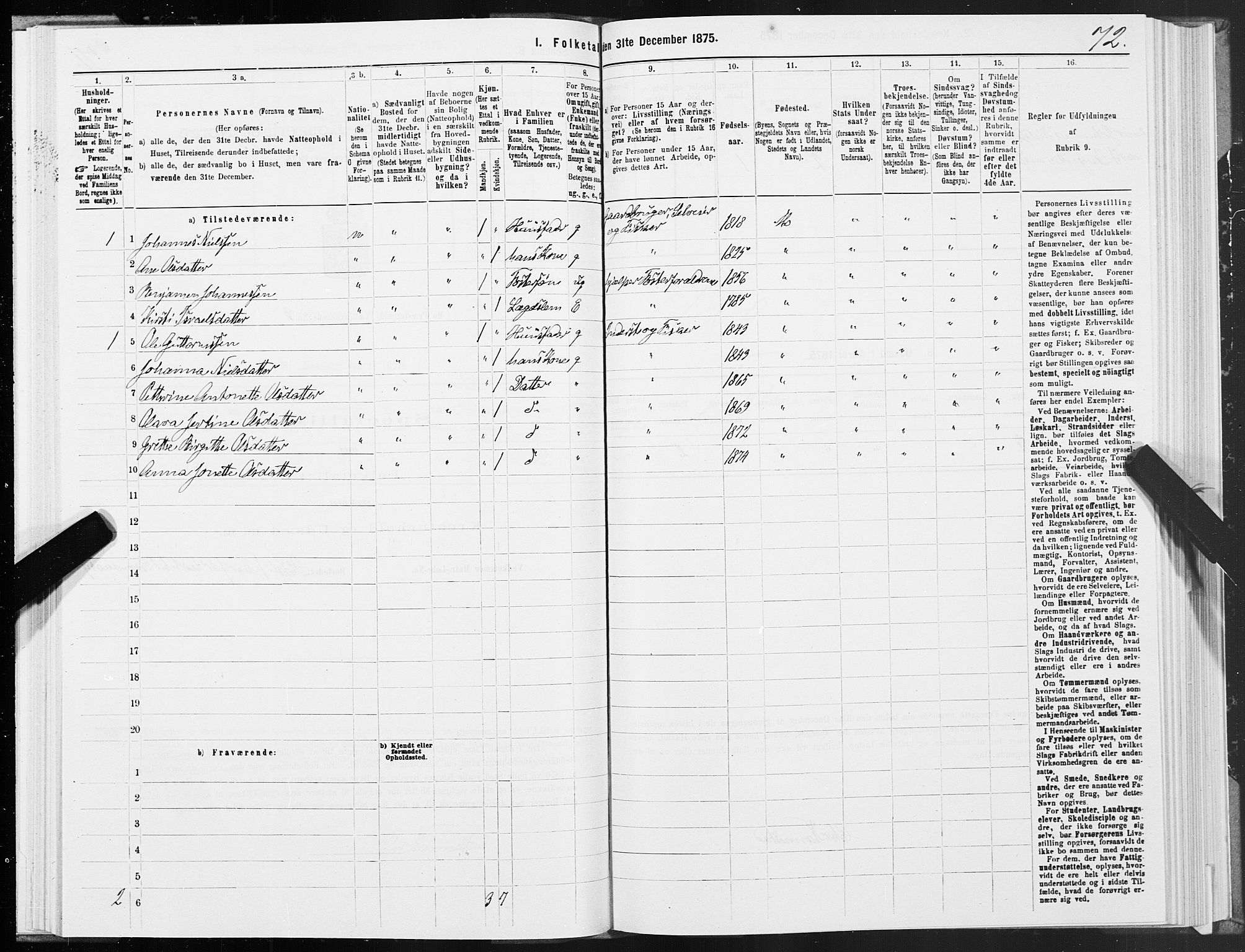 SAT, 1875 census for 1833P Mo, 1875, p. 2072