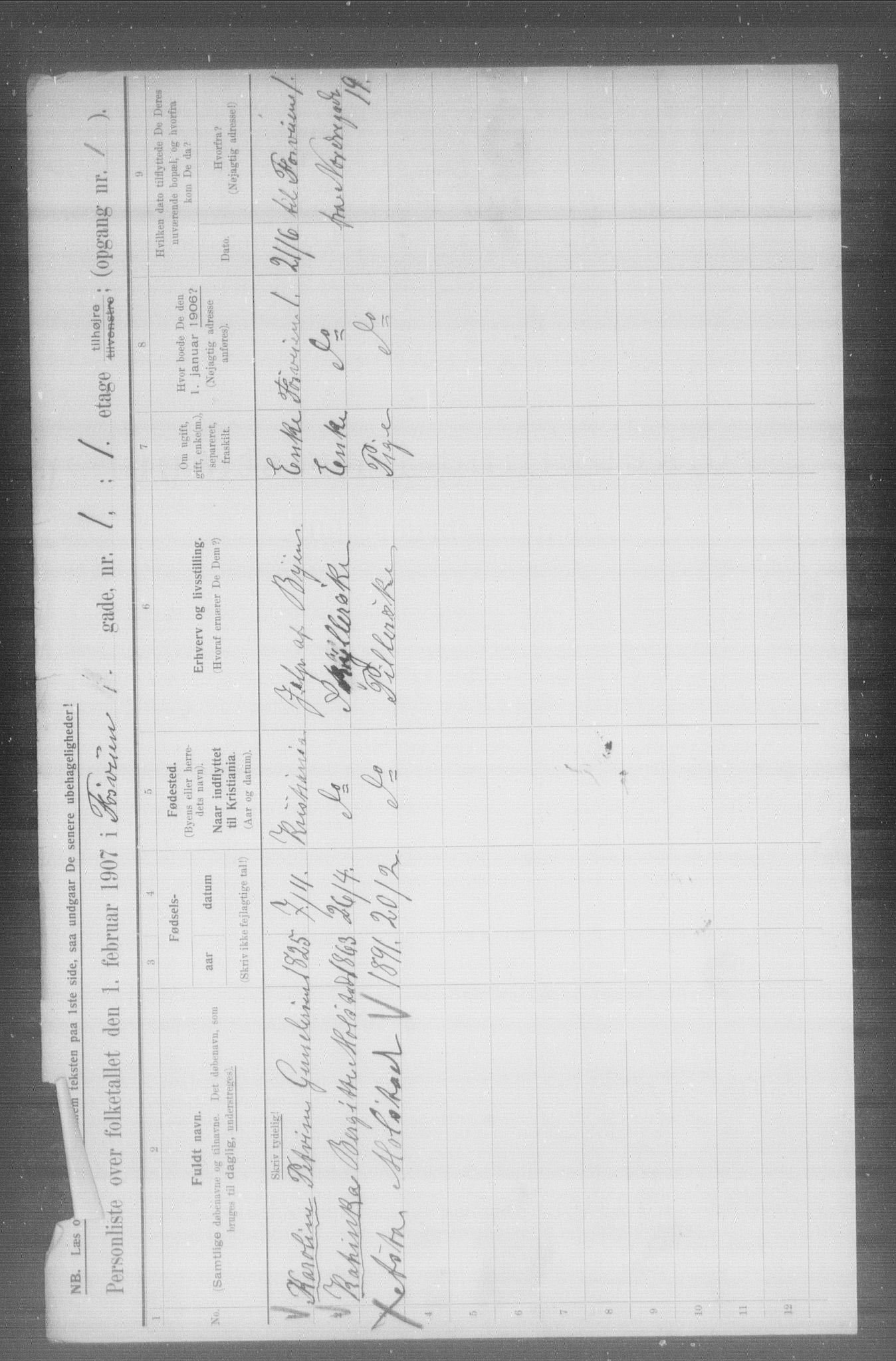 OBA, Municipal Census 1907 for Kristiania, 1907, p. 12552