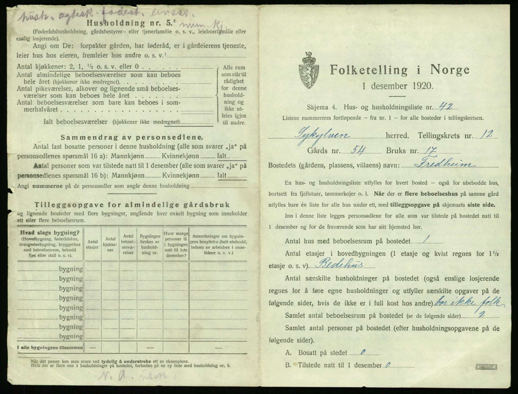 SAT, 1920 census for Sykkylven, 1920, p. 913