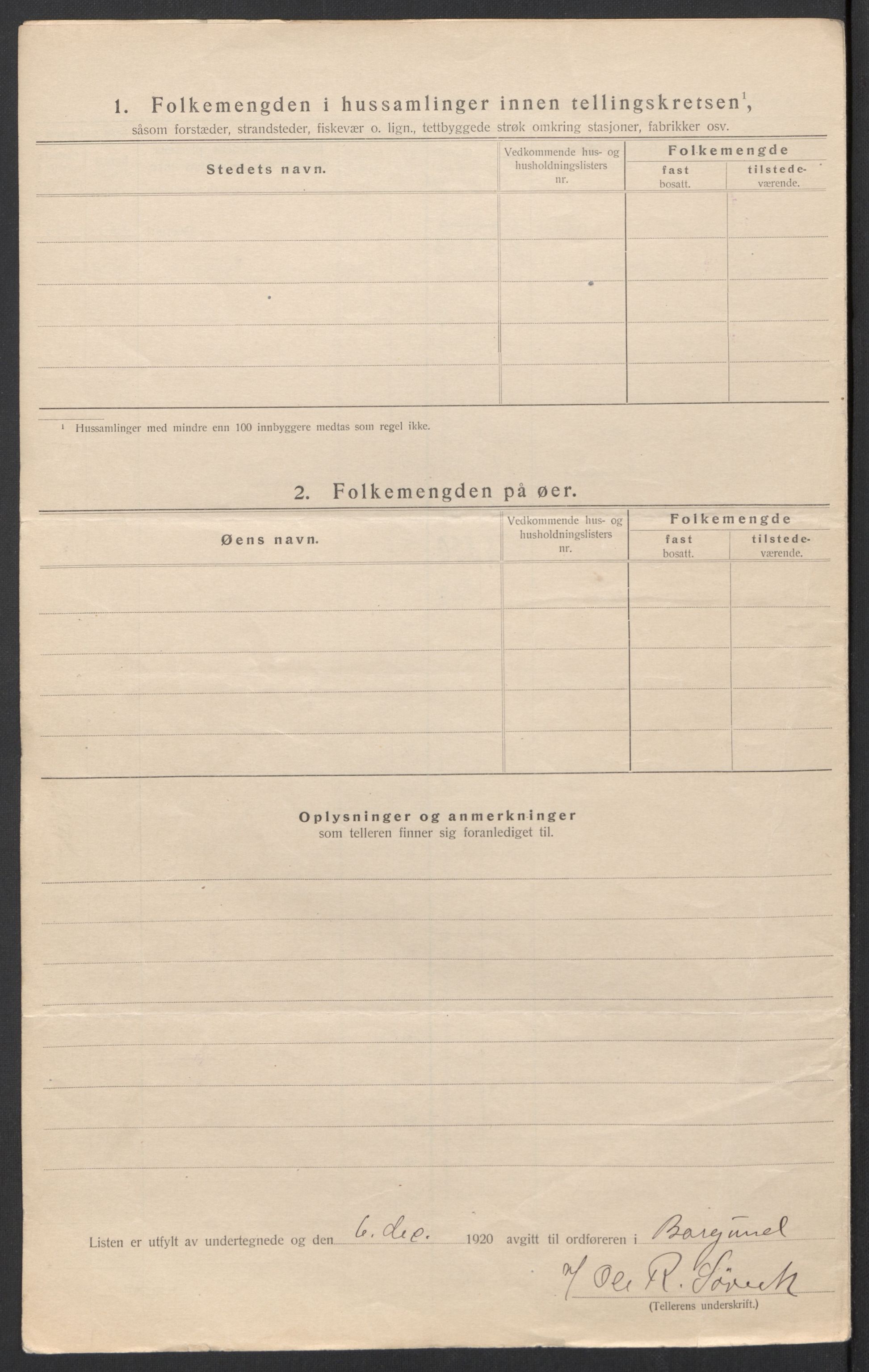 SAT, 1920 census for Borgund, 1920, p. 94