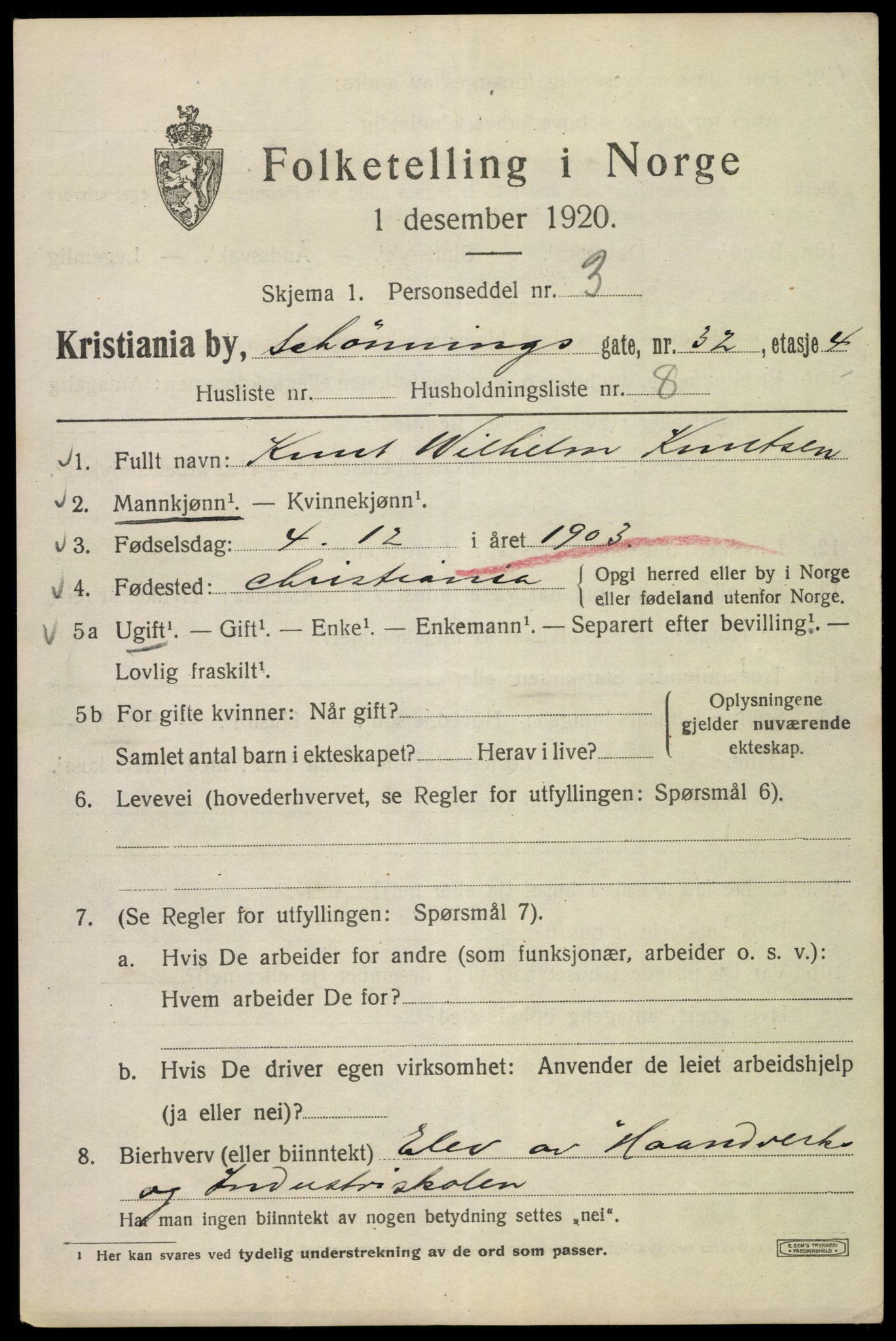 SAO, 1920 census for Kristiania, 1920, p. 504733