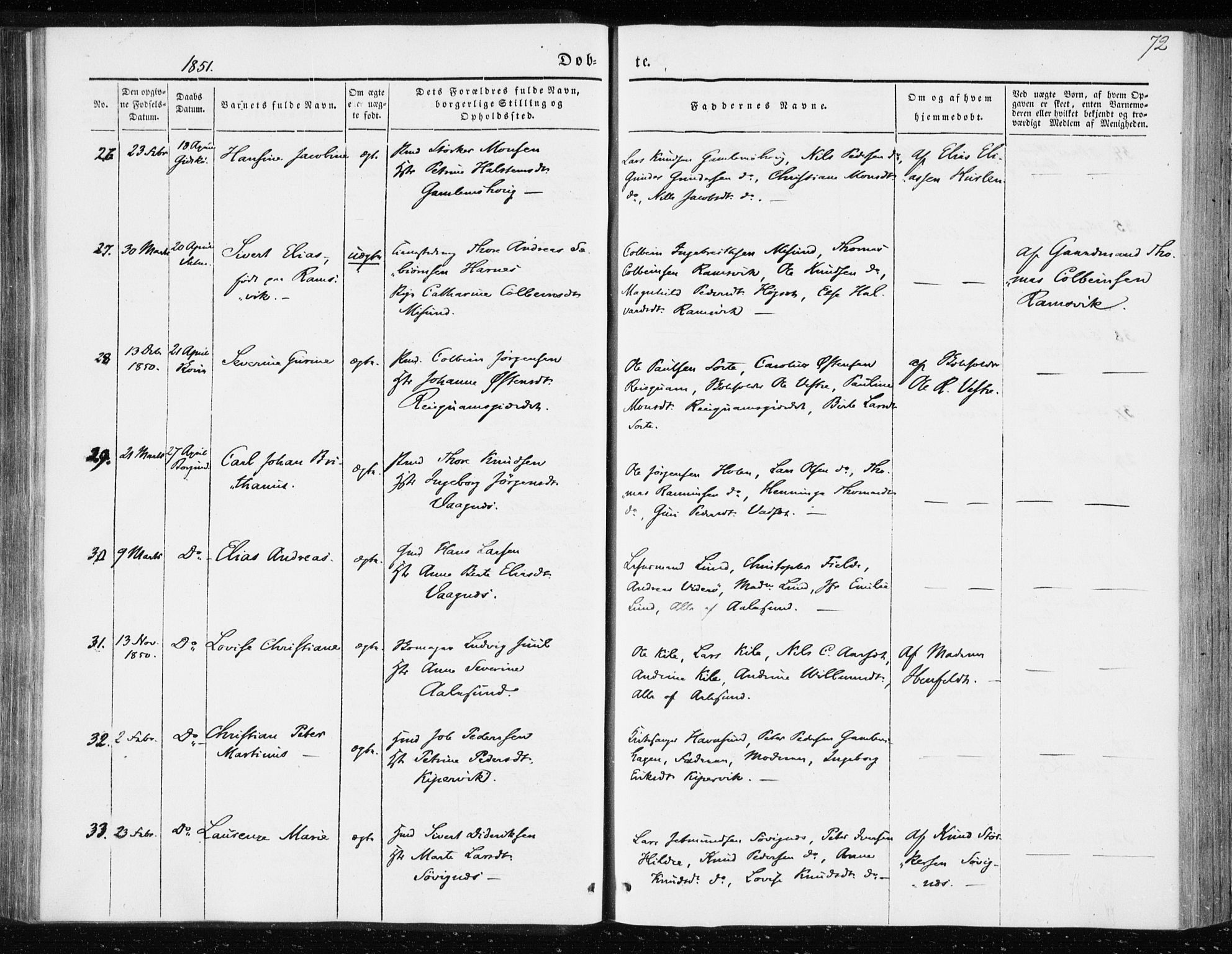Ministerialprotokoller, klokkerbøker og fødselsregistre - Møre og Romsdal, SAT/A-1454/528/L0415: Curate's parish register no. 528B03, 1843-1852, p. 72