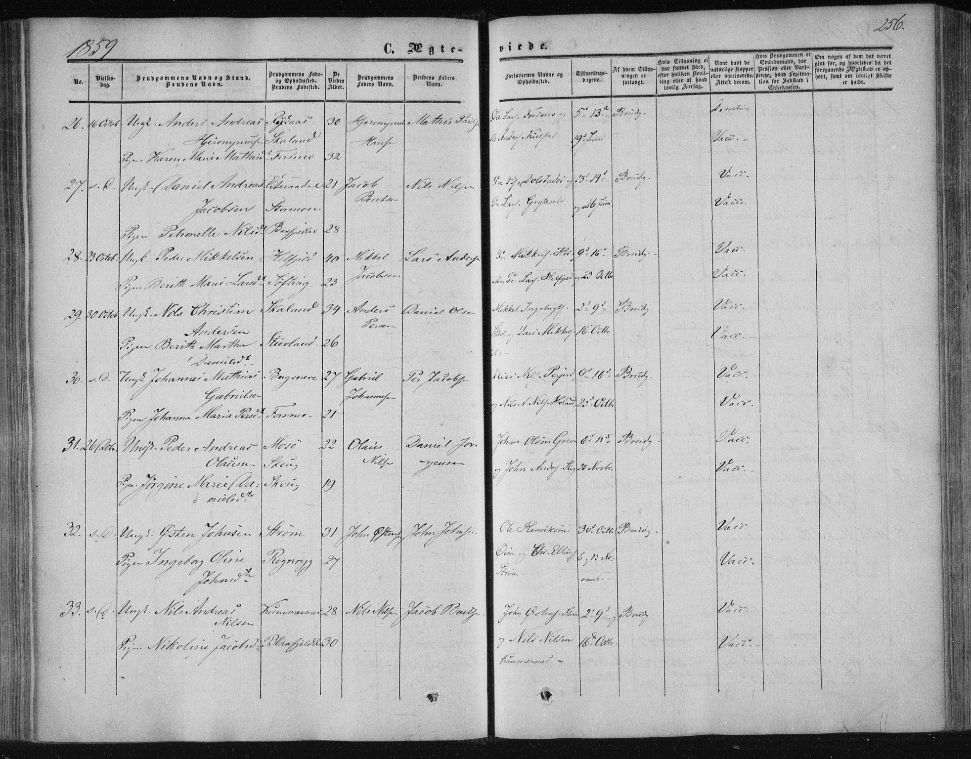 Ministerialprotokoller, klokkerbøker og fødselsregistre - Nordland, SAT/A-1459/820/L0293: Parish register (official) no. 820A14, 1855-1865, p. 256