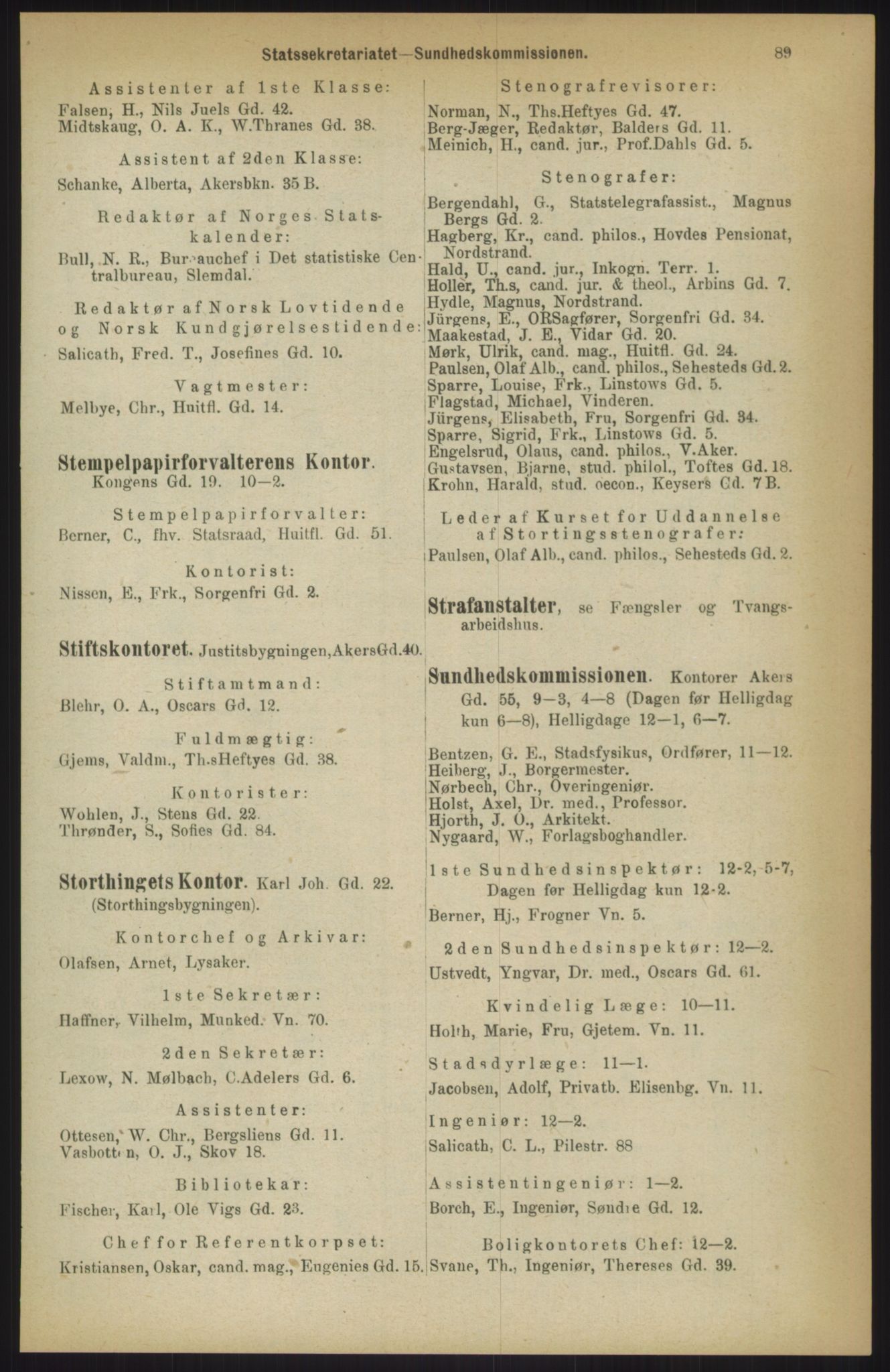 Kristiania/Oslo adressebok, PUBL/-, 1911, p. 89