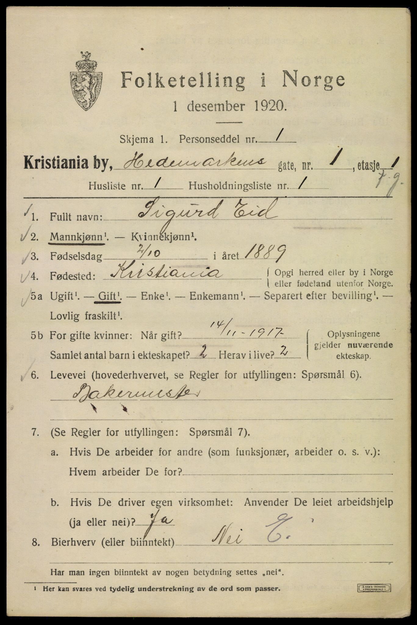 SAO, 1920 census for Kristiania, 1920, p. 277223