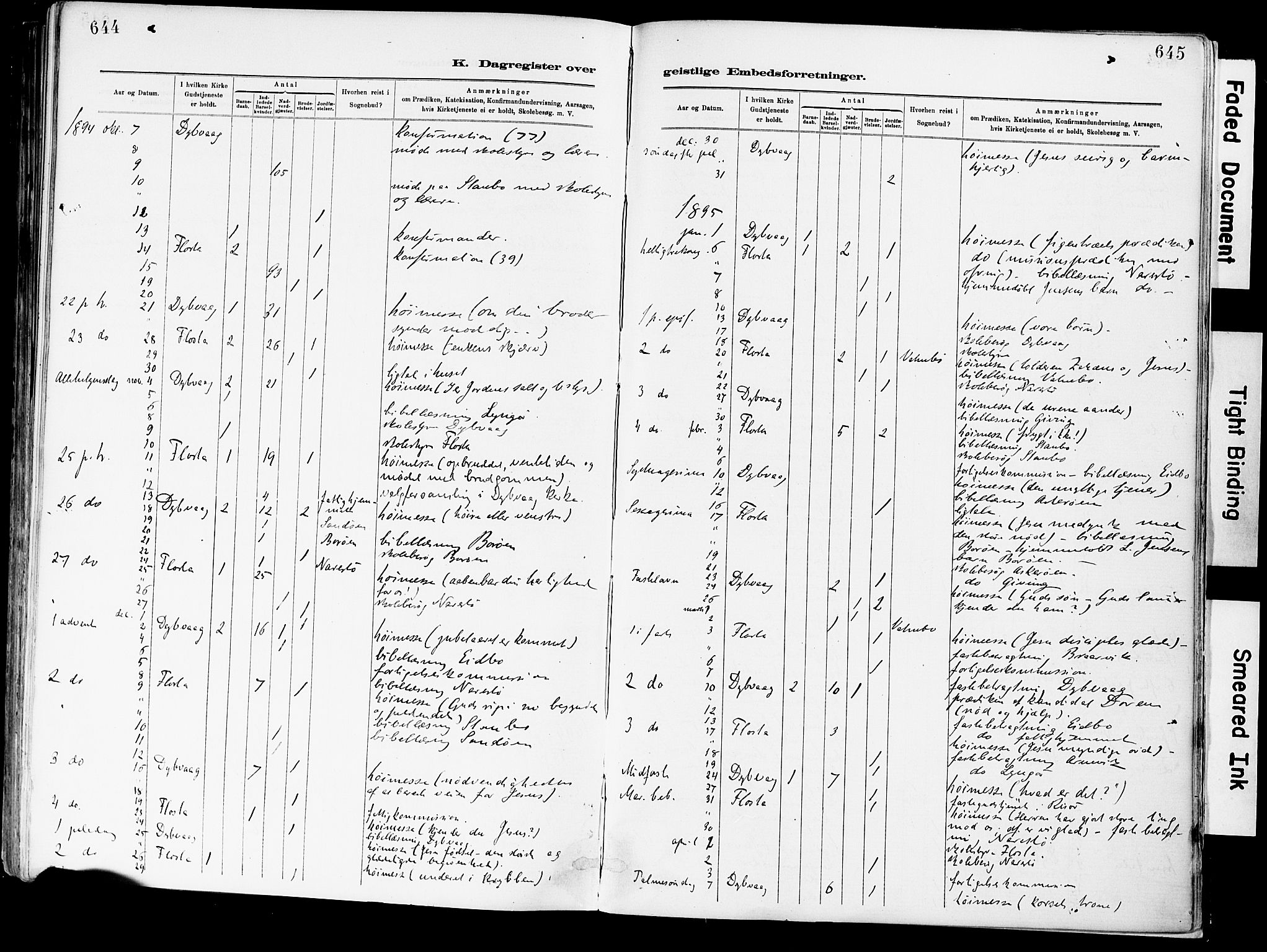 Dypvåg sokneprestkontor, SAK/1111-0007/F/Fa/Fab/L0001: Parish register (official) no. A 1, 1885-1912, p. 644-645