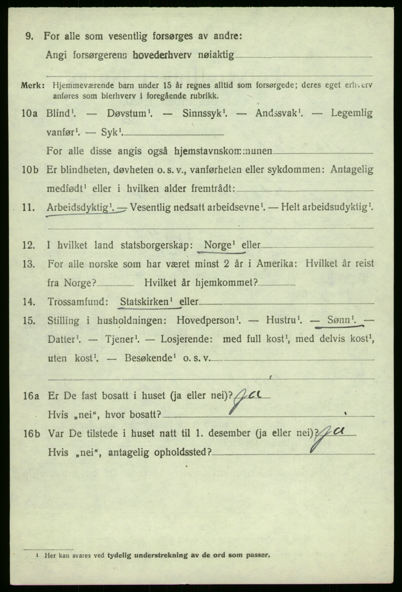 SAB, 1920 census for Årdal, 1920, p. 856