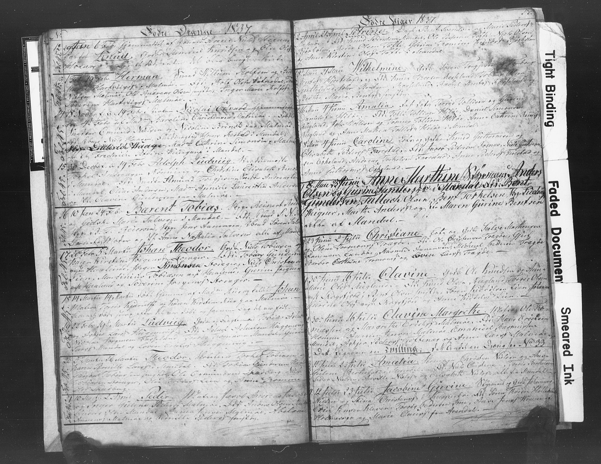 Mandal sokneprestkontor, SAK/1111-0030/F/Fb/Fba/L0003: Parish register (copy) no. B 1C, 1834-1838, p. 17