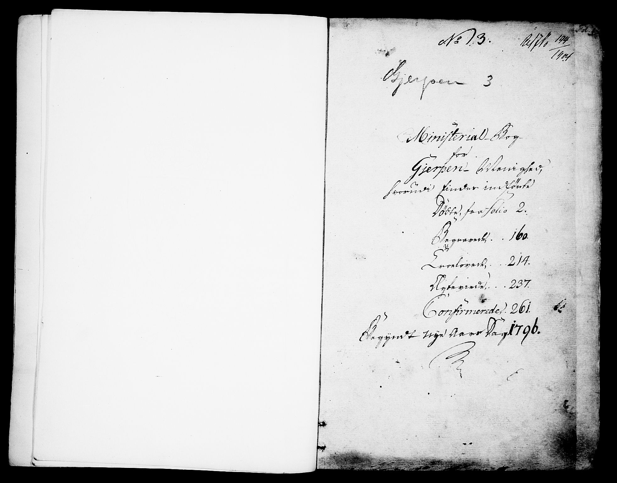 Gjerpen kirkebøker, SAKO/A-265/F/Fa/L0003: Parish register (official) no. I 3, 1796-1814, p. 1