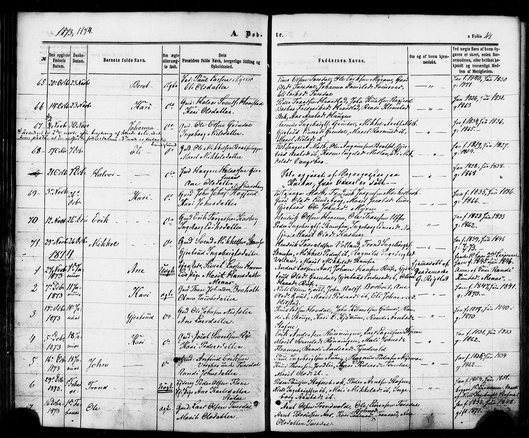 Ministerialprotokoller, klokkerbøker og fødselsregistre - Sør-Trøndelag, SAT/A-1456/674/L0870: Parish register (official) no. 674A02, 1861-1879, p. 48