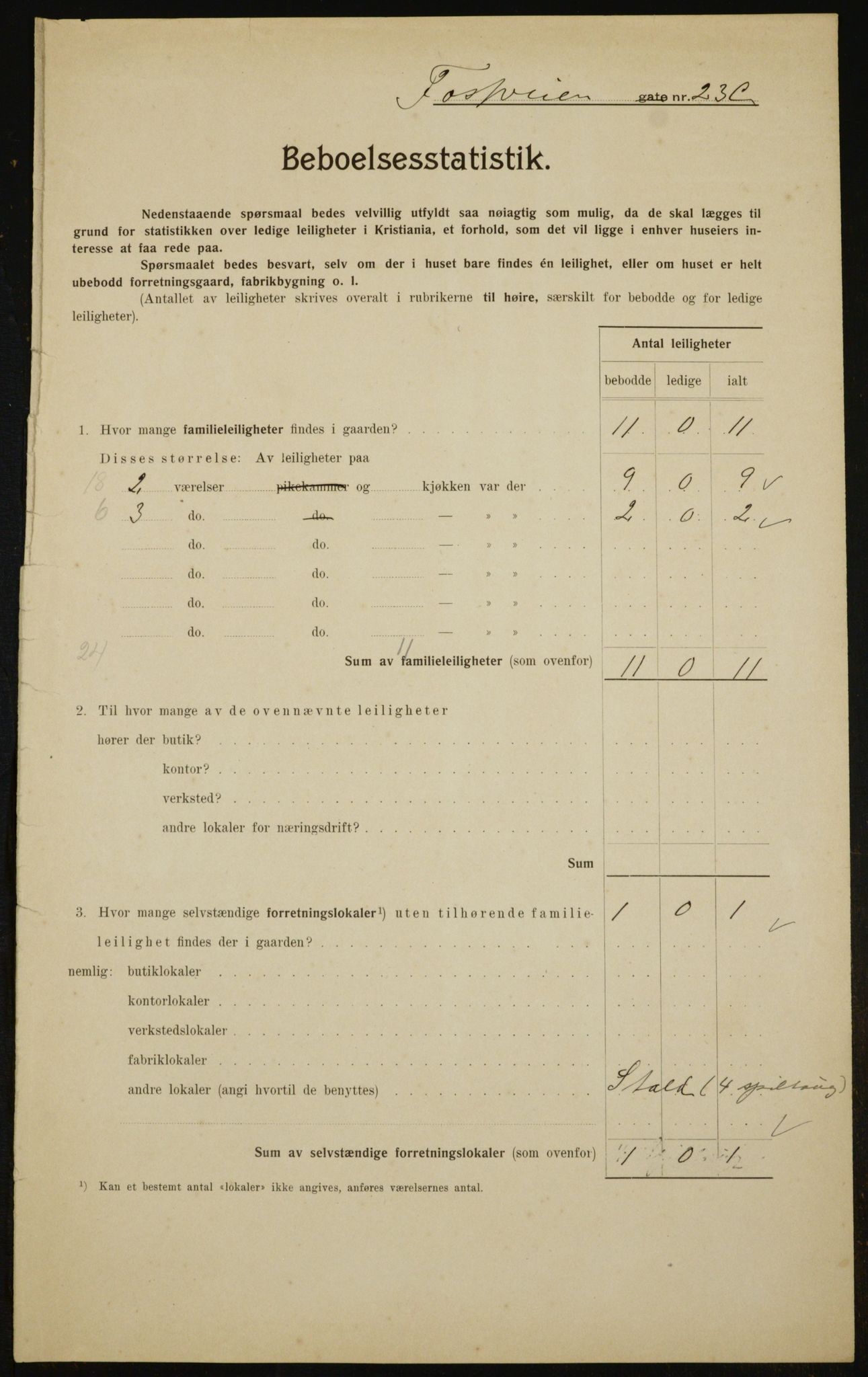 OBA, Municipal Census 1910 for Kristiania, 1910, p. 23811