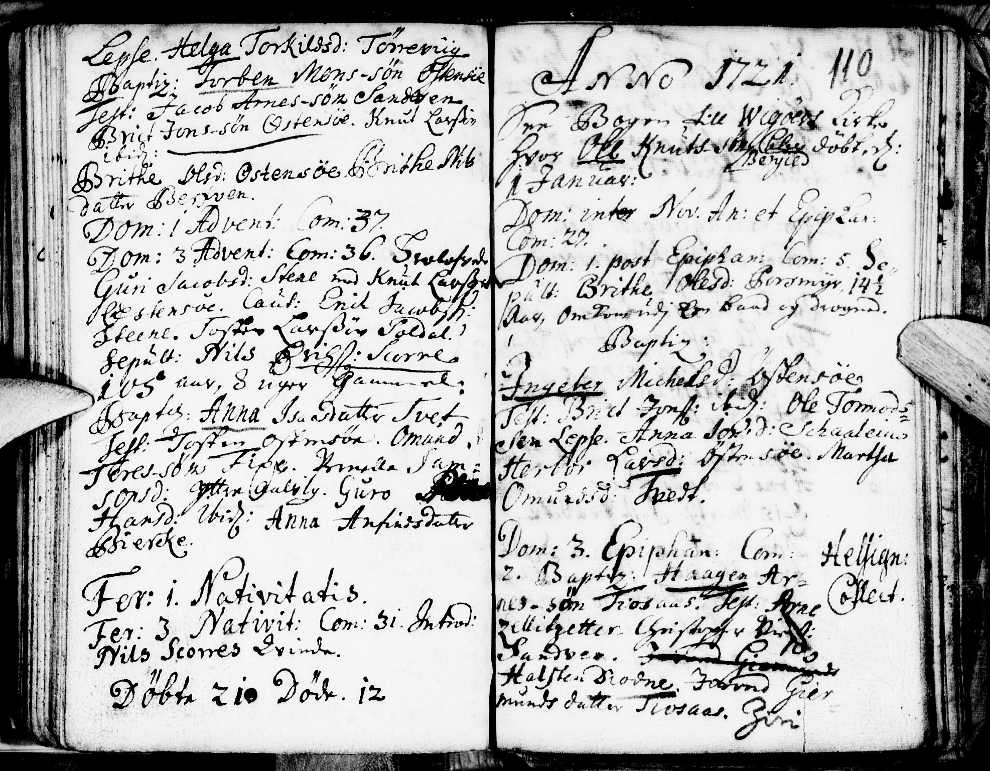 Kvam sokneprestembete, AV/SAB-A-76201/H/Haa: Parish register (official) no. A 1, 1690-1741, p. 110