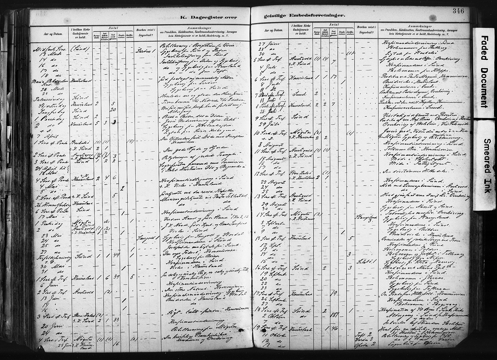 Sund sokneprestembete, AV/SAB-A-99930: Parish register (official) no. B 1, 1882-1907, p. 346