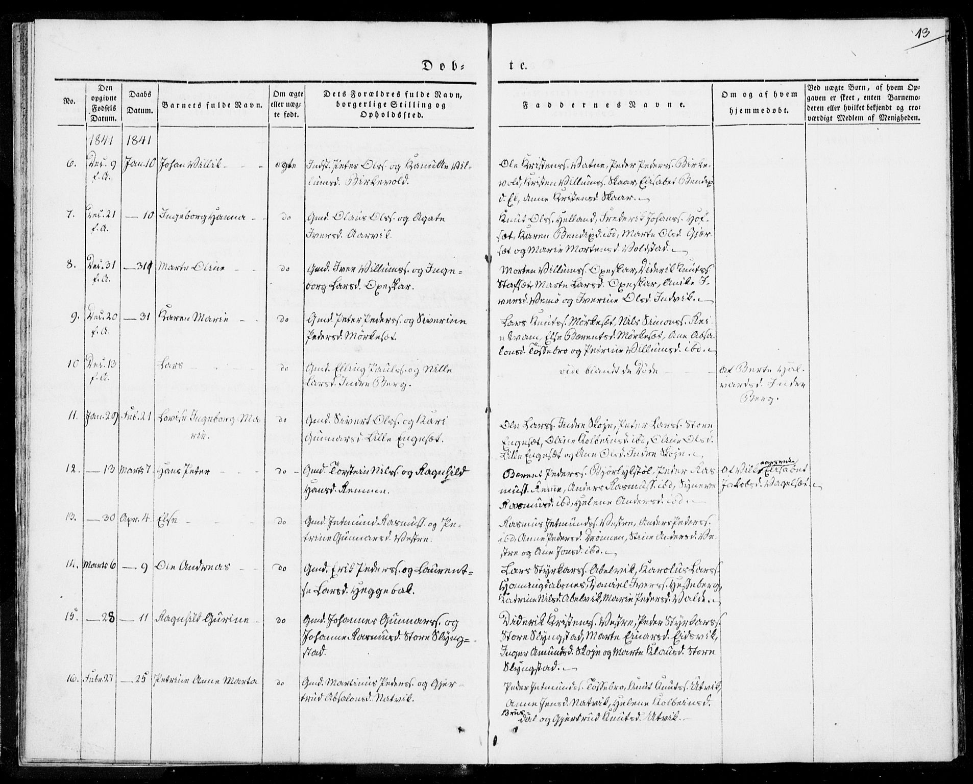 Ministerialprotokoller, klokkerbøker og fødselsregistre - Møre og Romsdal, AV/SAT-A-1454/524/L0352: Parish register (official) no. 524A04, 1838-1847, p. 13